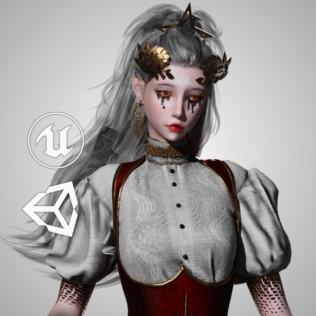 Banshee Girl 3D Model – Low Poly Game Character, Rigged, FBX
