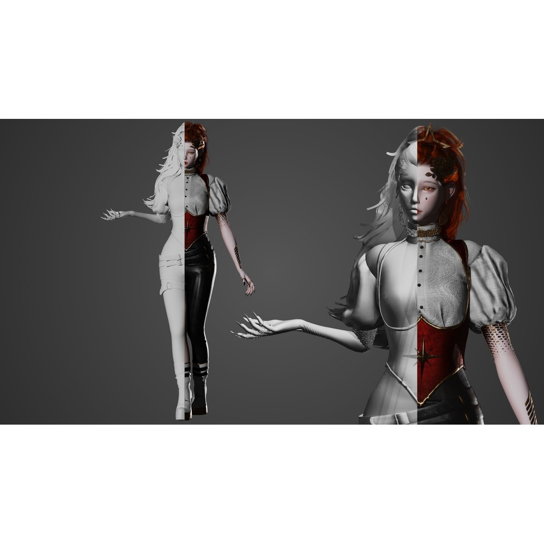 Banshee Girl 3D Model – Low Poly Game Character, Rigged, FBX - View 10