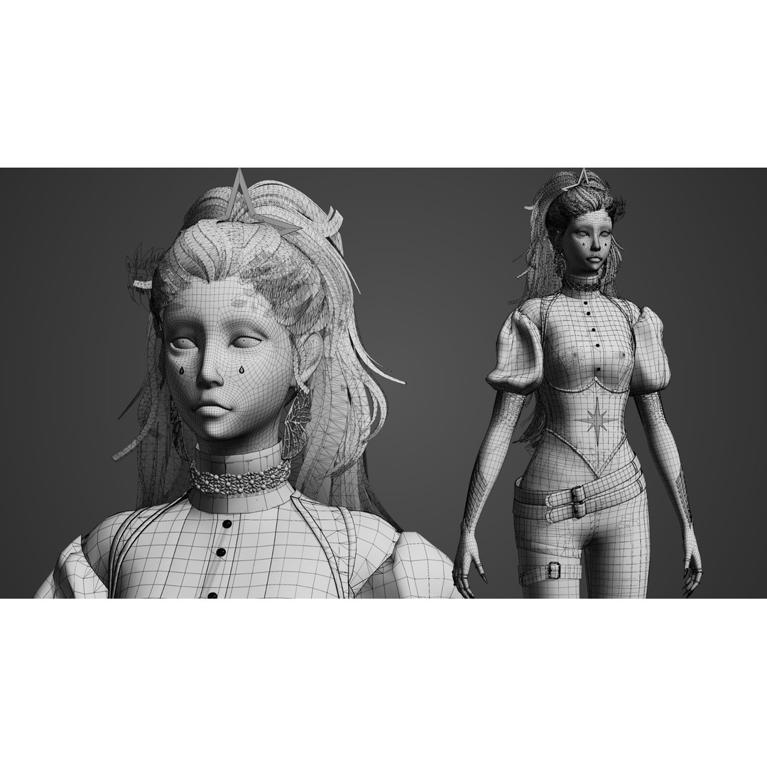 Banshee Girl 3D Model – Low Poly Game Character, Rigged, FBX - View 12
