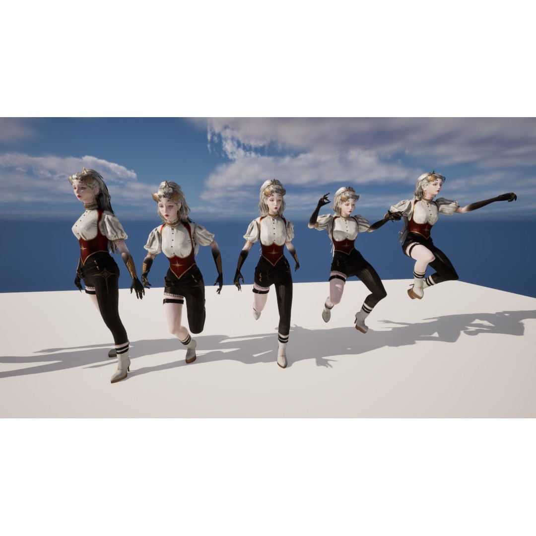 Banshee Girl 3D Model – Low Poly Game Character, Rigged, FBX - View 16