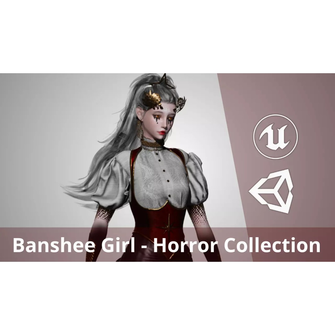 Banshee Girl 3D Model – Low Poly Game Character, Rigged, FBX - View 2