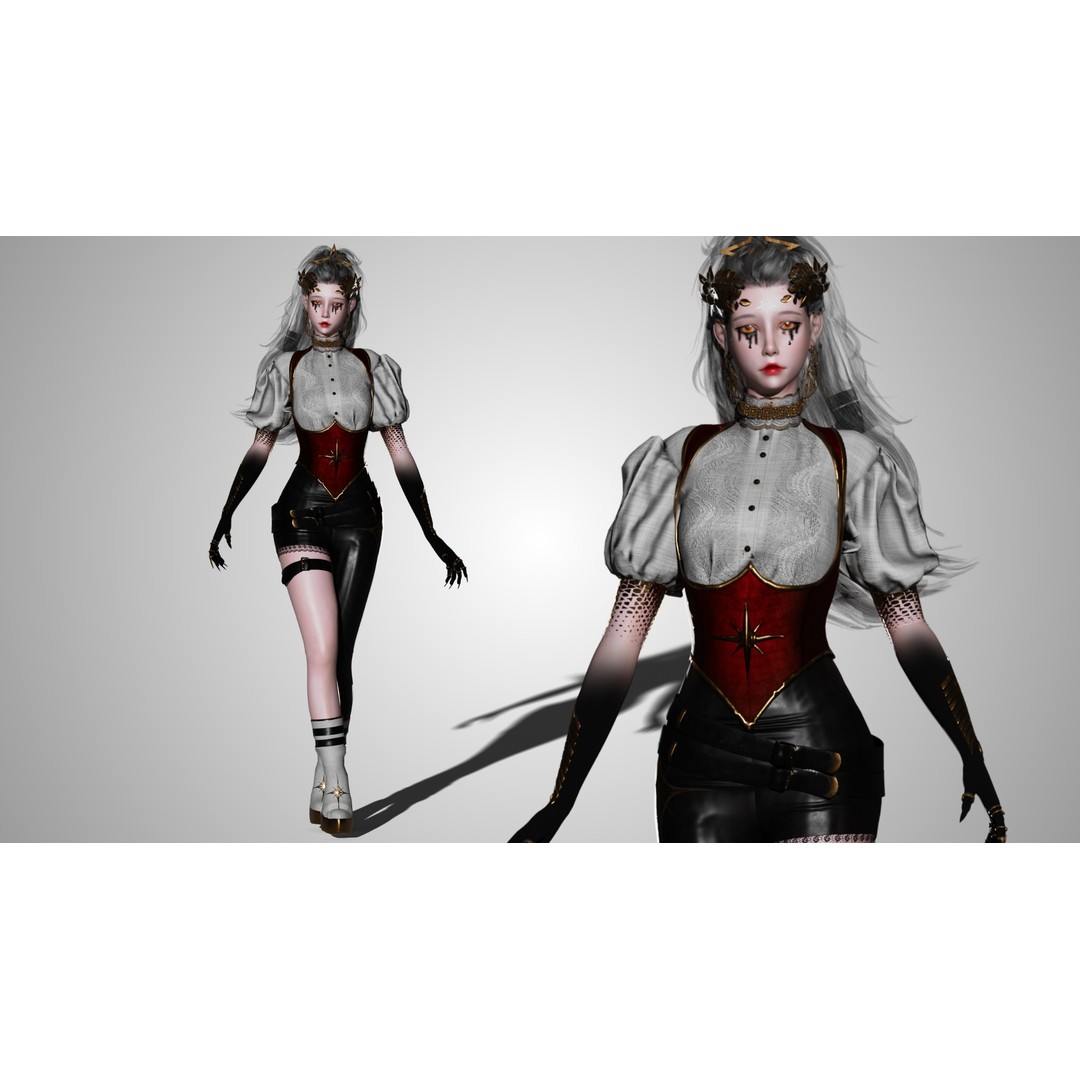 Banshee Girl 3D Model – Low Poly Game Character, Rigged, FBX - View 3