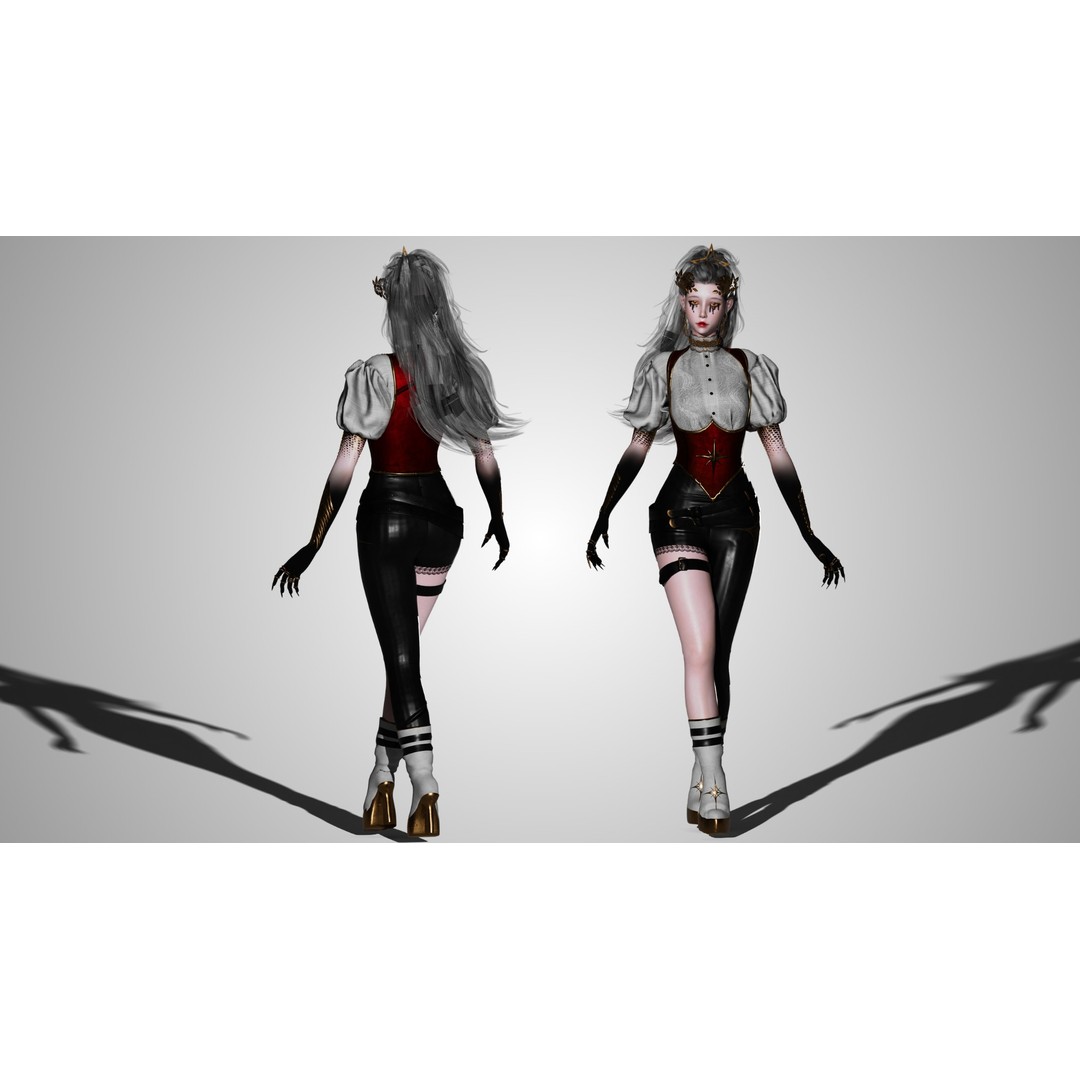 Banshee Girl 3D Model – Low Poly Game Character, Rigged, FBX - View 4
