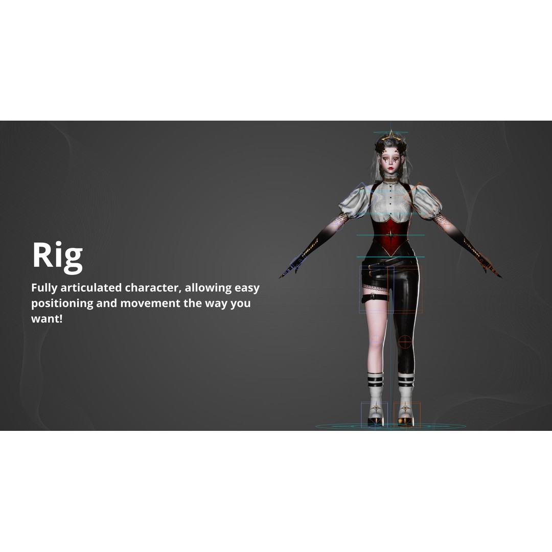 Banshee Girl 3D Model – Low Poly Game Character, Rigged, FBX - View 5