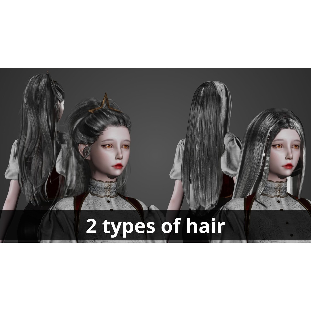 Banshee Girl 3D Model – Low Poly Game Character, Rigged, FBX - View 7