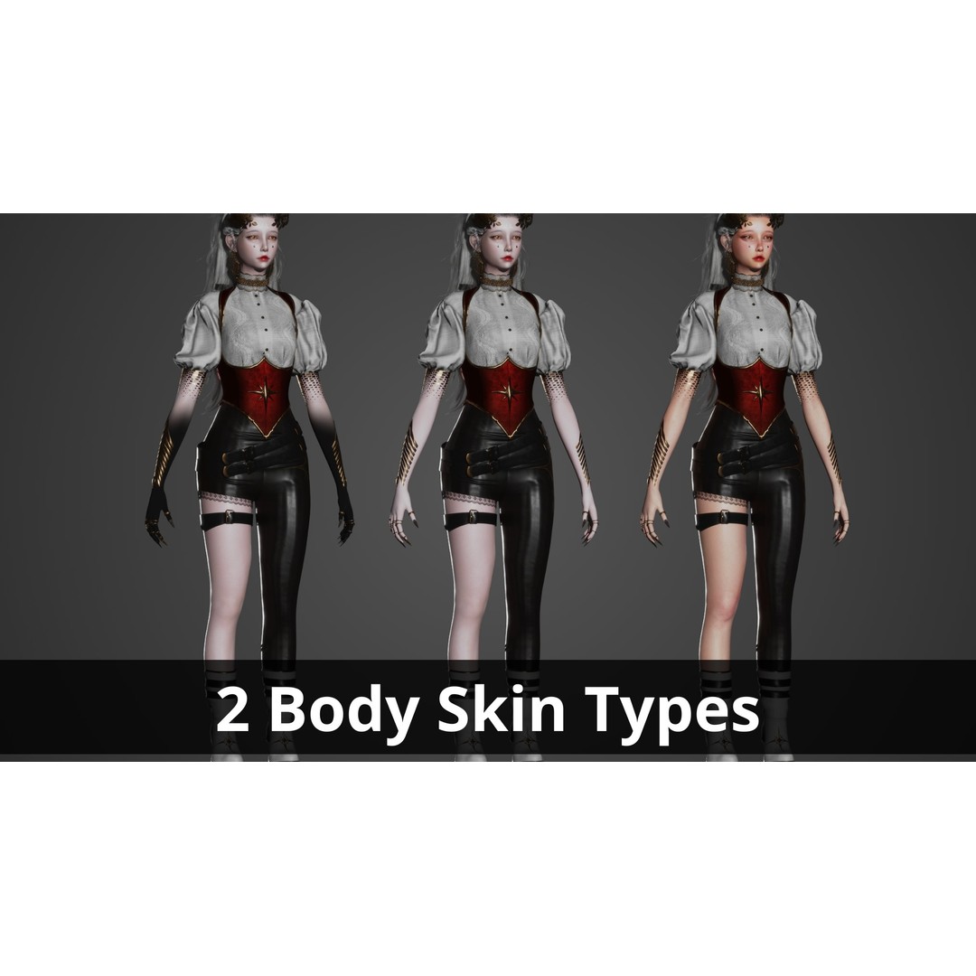 Banshee Girl 3D Model – Low Poly Game Character, Rigged, FBX - View 8