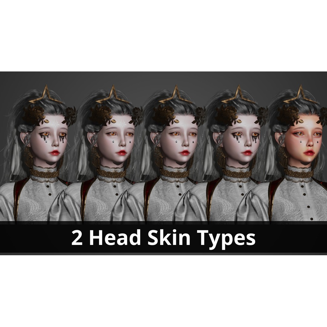 Banshee Girl 3D Model – Low Poly Game Character, Rigged, FBX - View 9