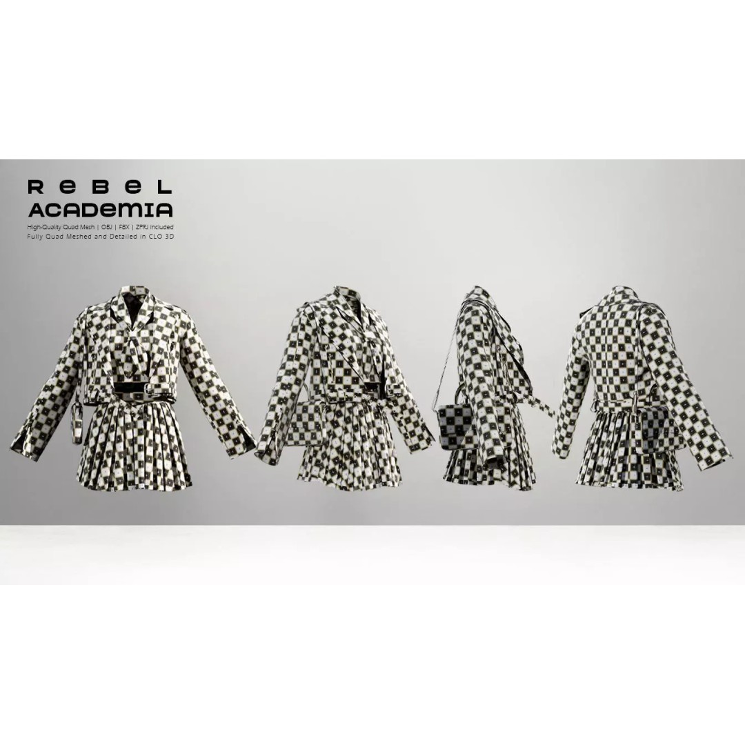 Rebel Academia 3D Model – Stylish Academic Uniform, FBX, Game-Ready - View 8