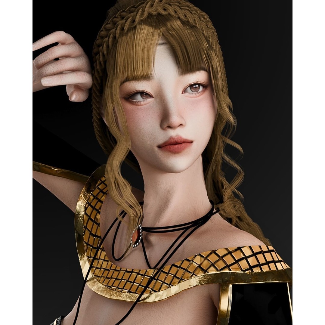 Priestess Girl 3D Model – Low Poly Game Ready Character, FBX, OBJ