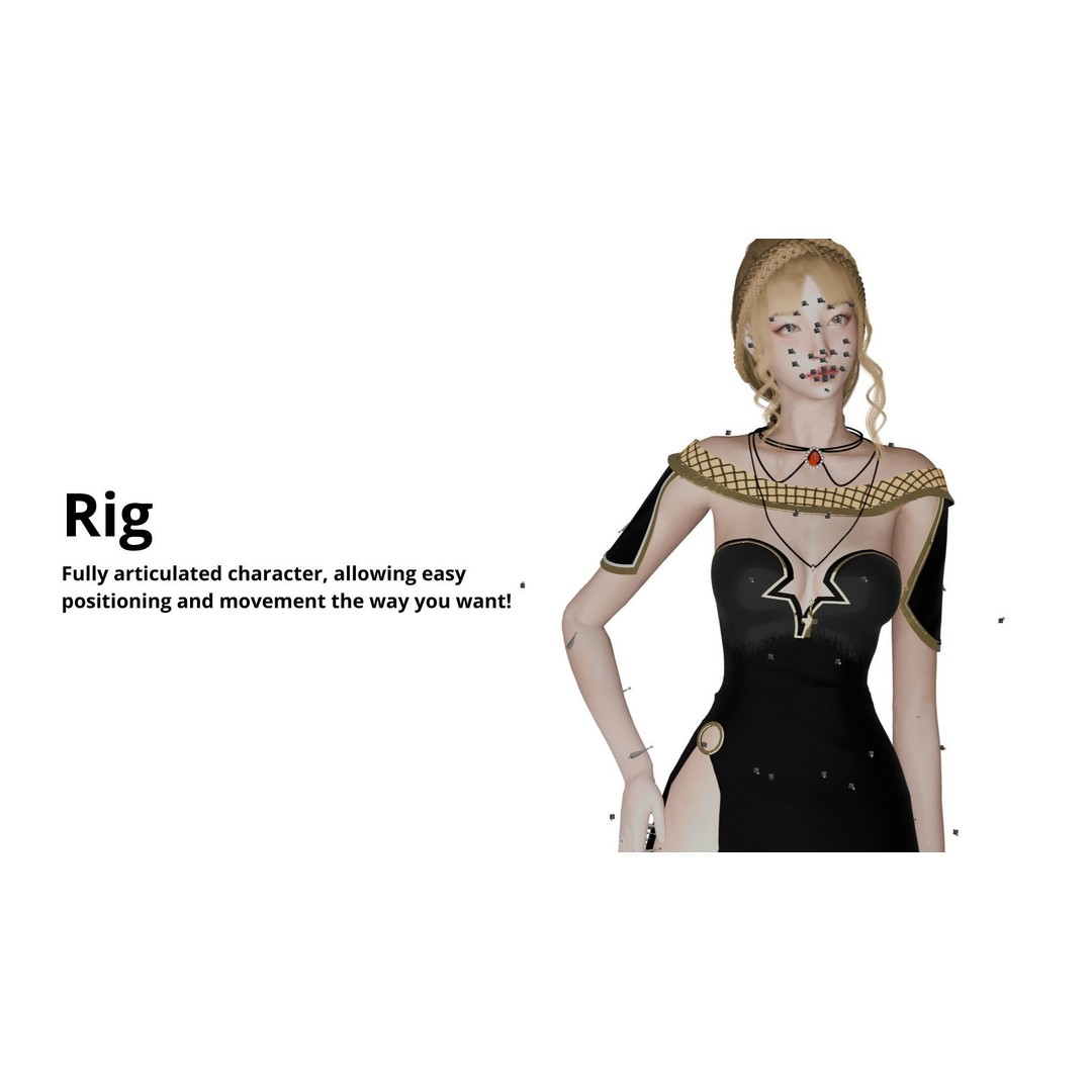 Priestess Girl 3D Model – Low Poly Game Ready Character, FBX, OBJ - View 8