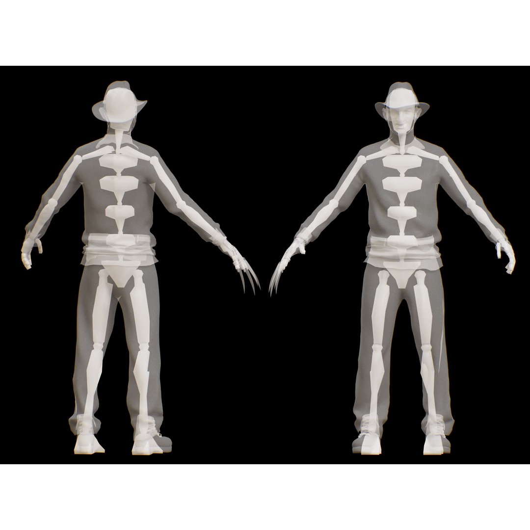Freddy Krueger 3D Model – Low Poly Character with Rigging, FBX