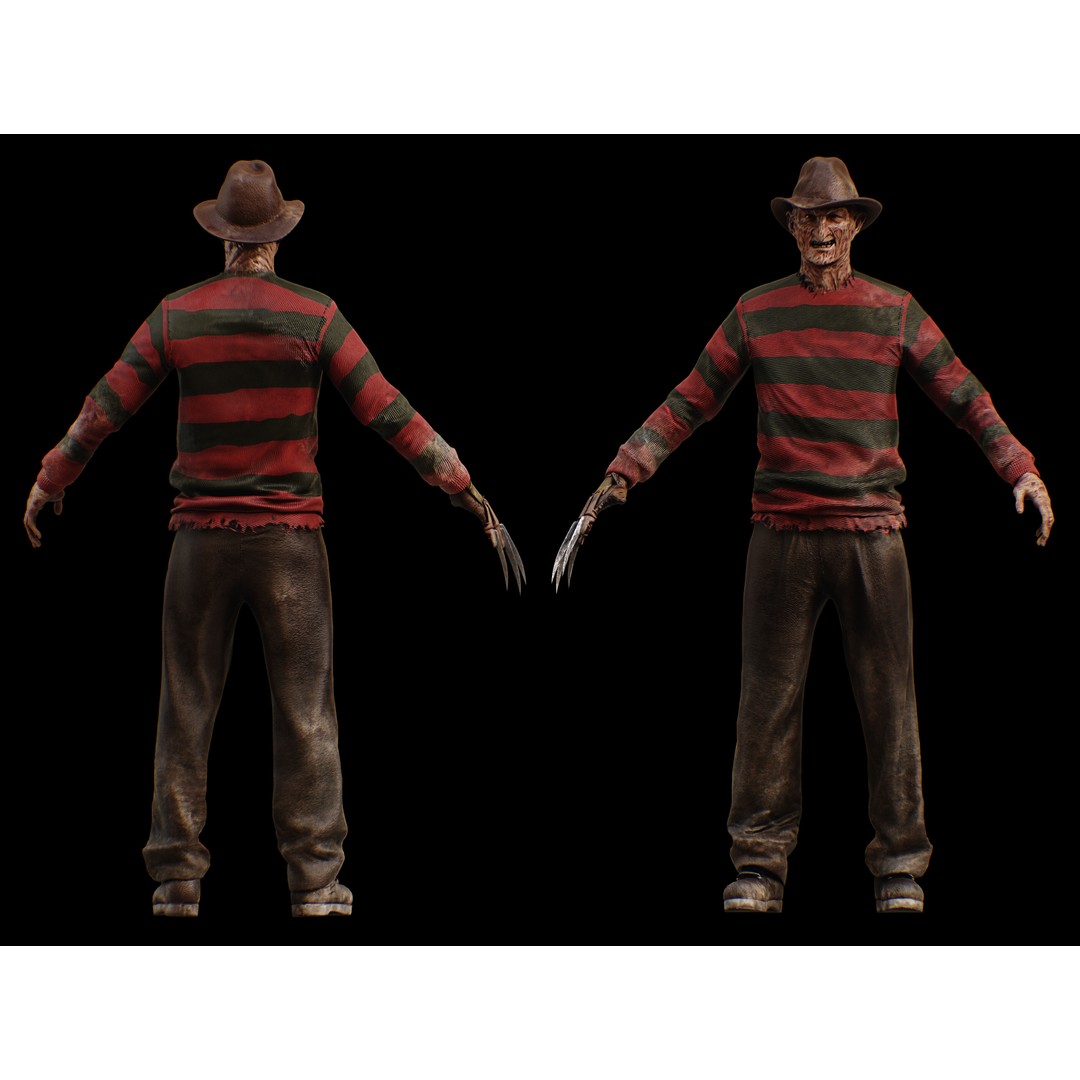 Freddy Krueger 3D Model – Low Poly Character with Rigging, FBX - View 12