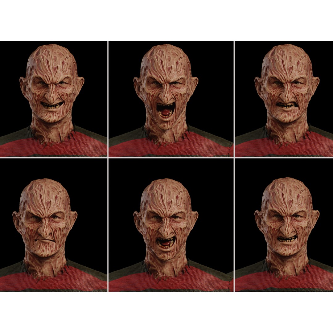 Freddy Krueger 3D Model – Low Poly Character with Rigging, FBX - View 3