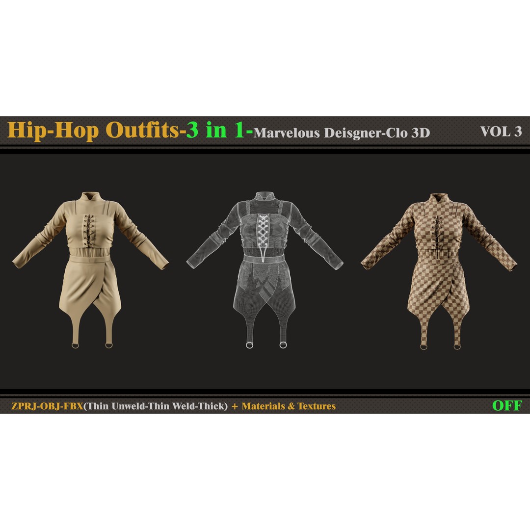 Hip-Hop Outfit 3D Model – Fashion Clothing Set for DazStudio