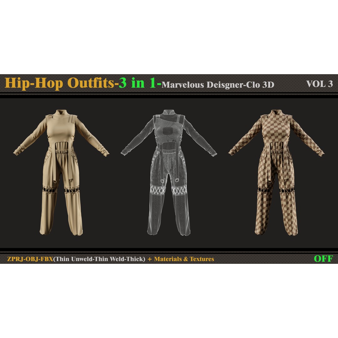 Hip-Hop Outfit 3D Model – Fashion Clothing Set for DazStudio - View 10