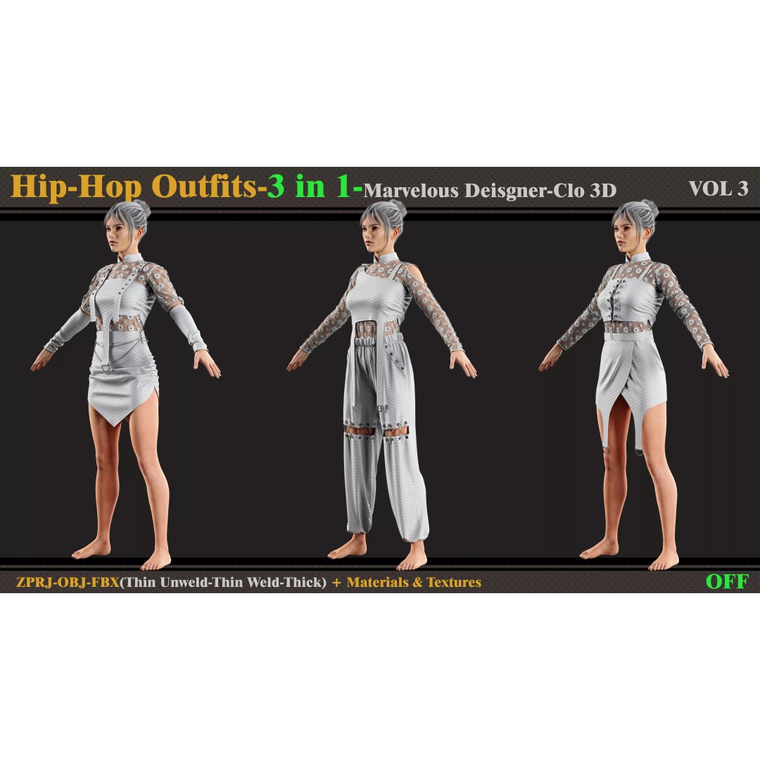 Hip-Hop Outfit 3D Model – Fashion Clothing Set for DazStudio - View 2