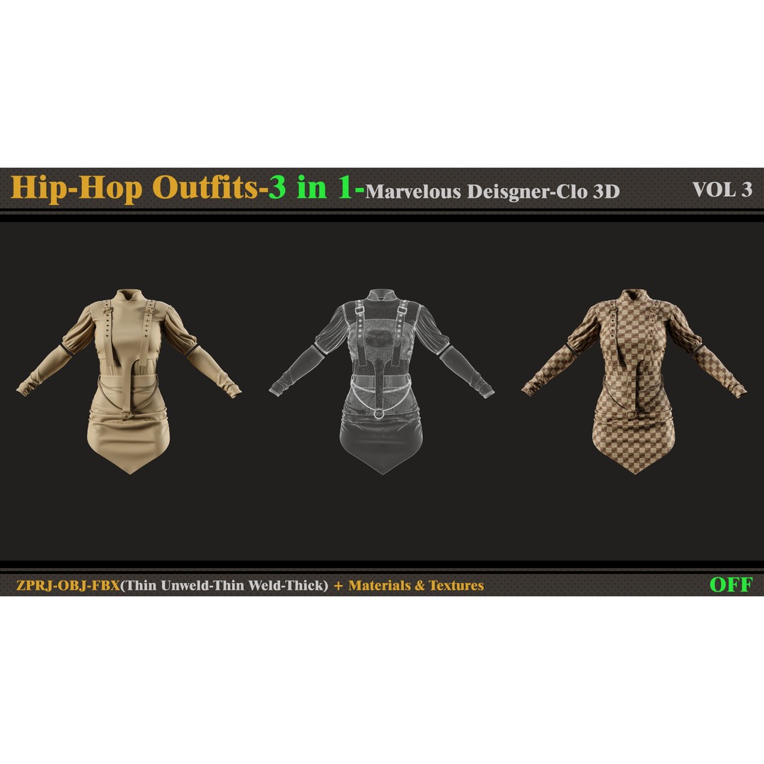 Hip-Hop Outfit 3D Model – Fashion Clothing Set for DazStudio - View 3
