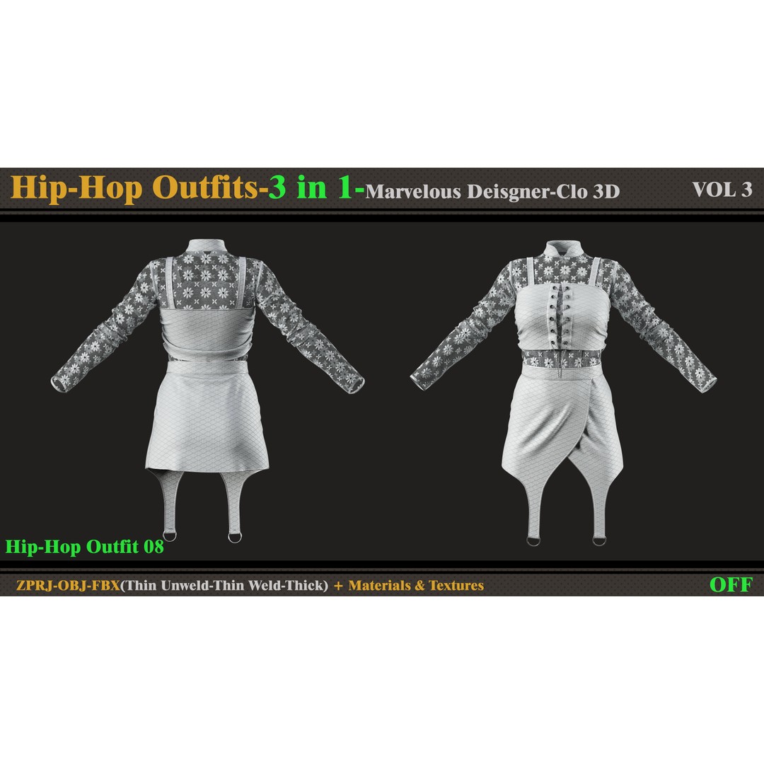 Hip-Hop Outfit 3D Model – Fashion Clothing Set for DazStudio - View 5