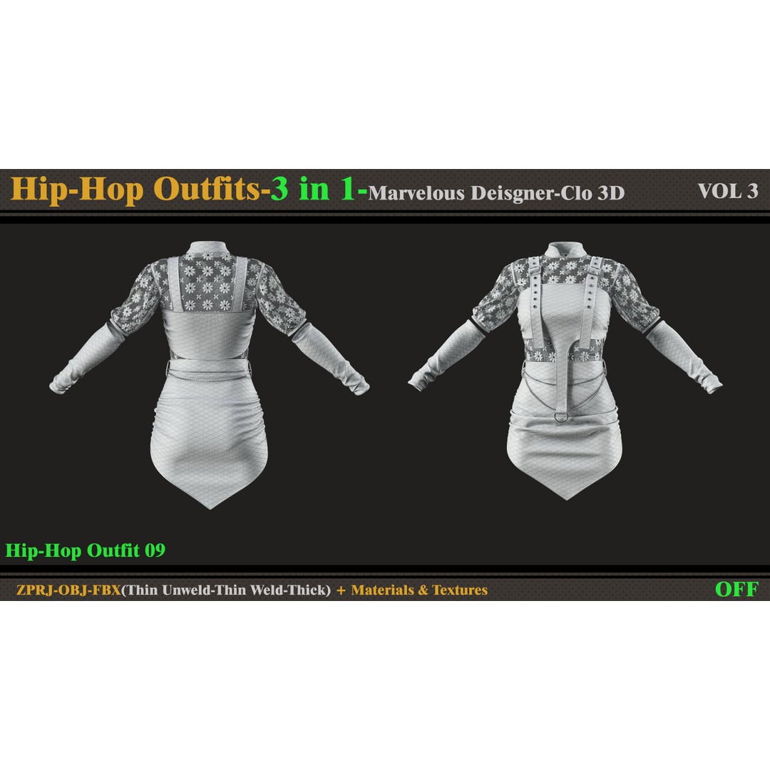 Hip-Hop Outfit 3D Model – Fashion Clothing Set for DazStudio - View 6