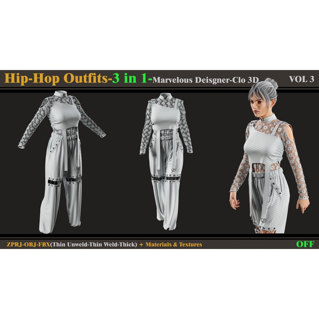 Hip-Hop Outfit 3D Model – Fashion Clothing Set for DazStudio - View 7