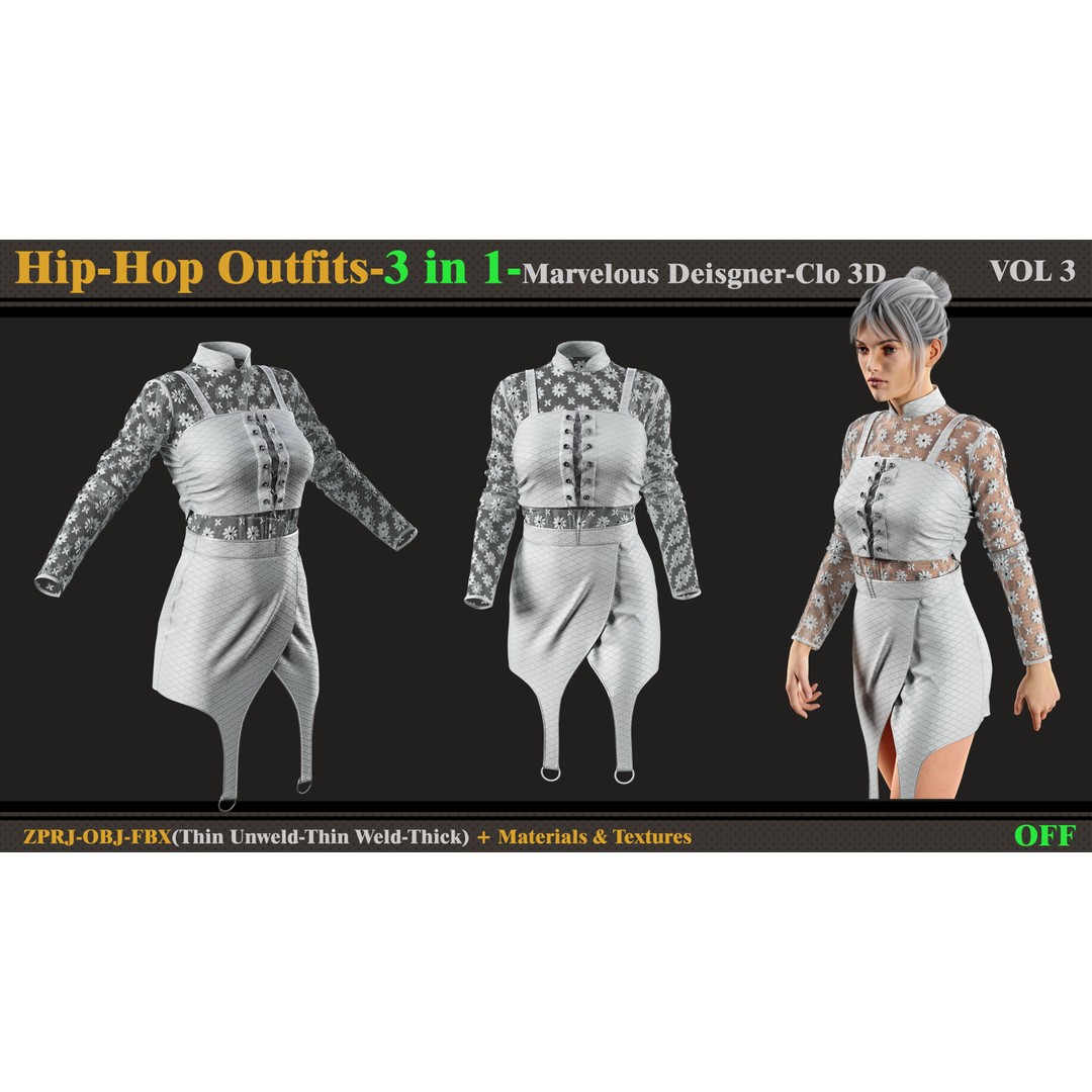 Hip-Hop Outfit 3D Model – Fashion Clothing Set for DazStudio - View 8