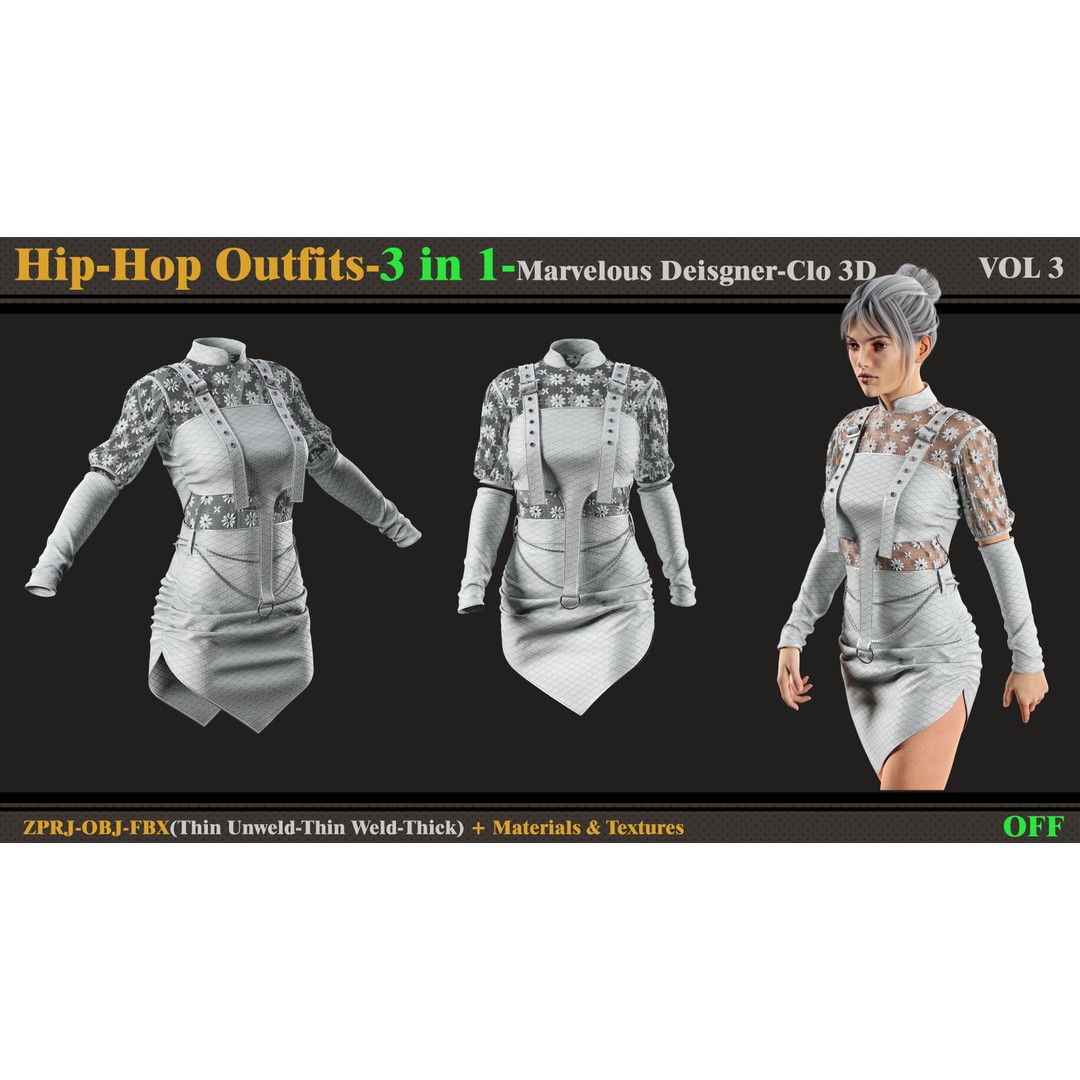 Hip-Hop Outfit 3D Model – Fashion Clothing Set for DazStudio - View 9