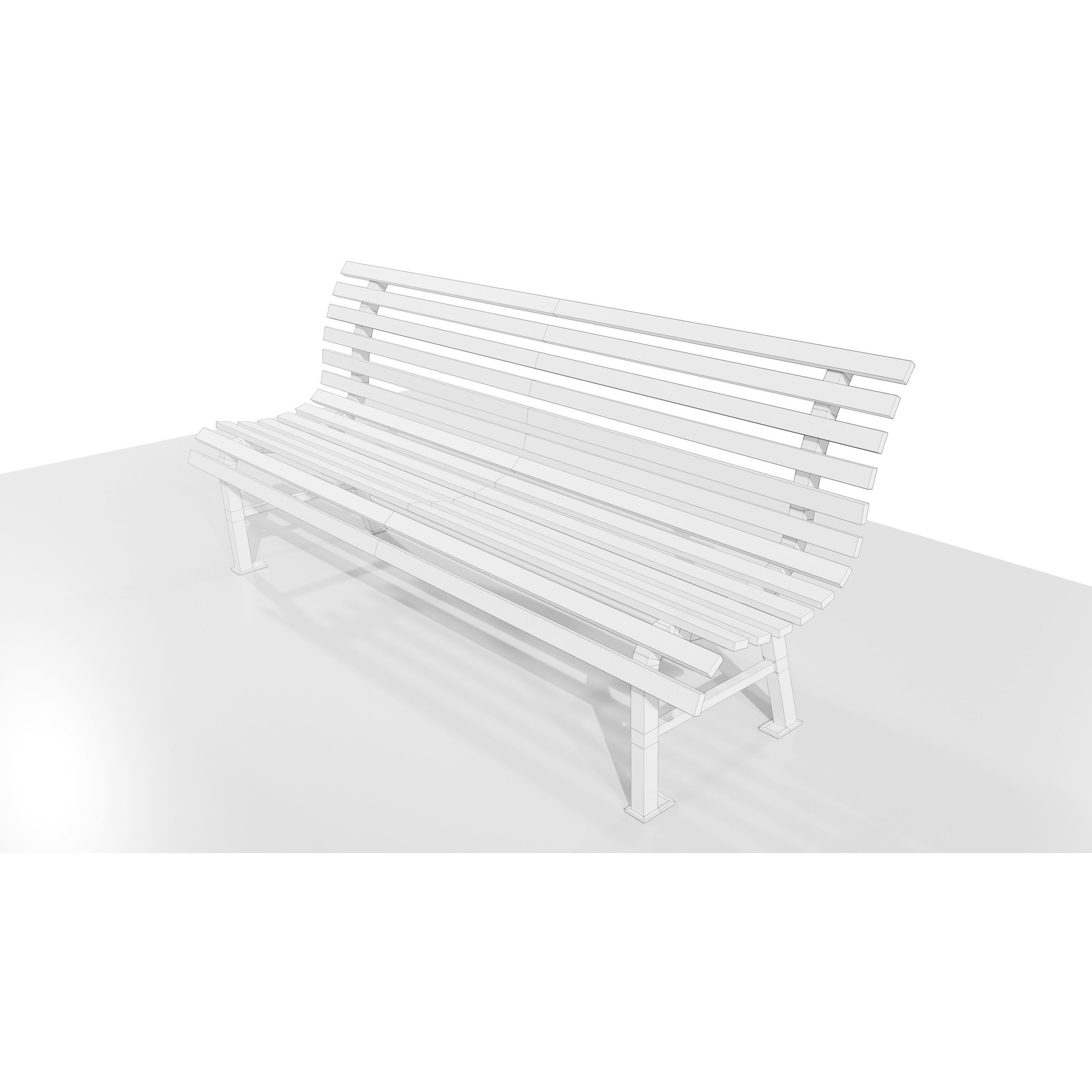 Aged Metal Bench - Low-Poly Game-Ready 3D Model - View 14