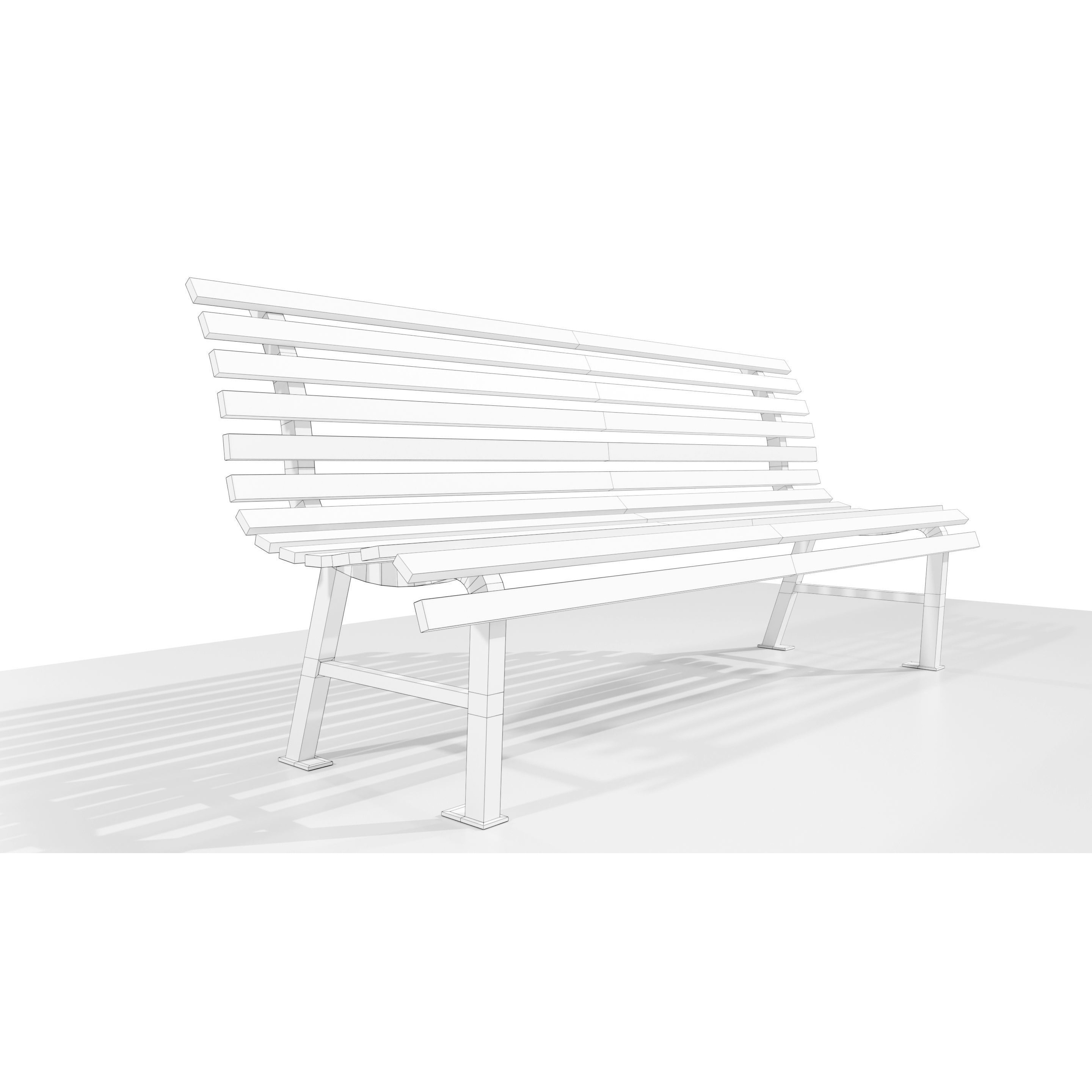 Aged Metal Bench - Low-Poly Game-Ready 3D Model - View 17