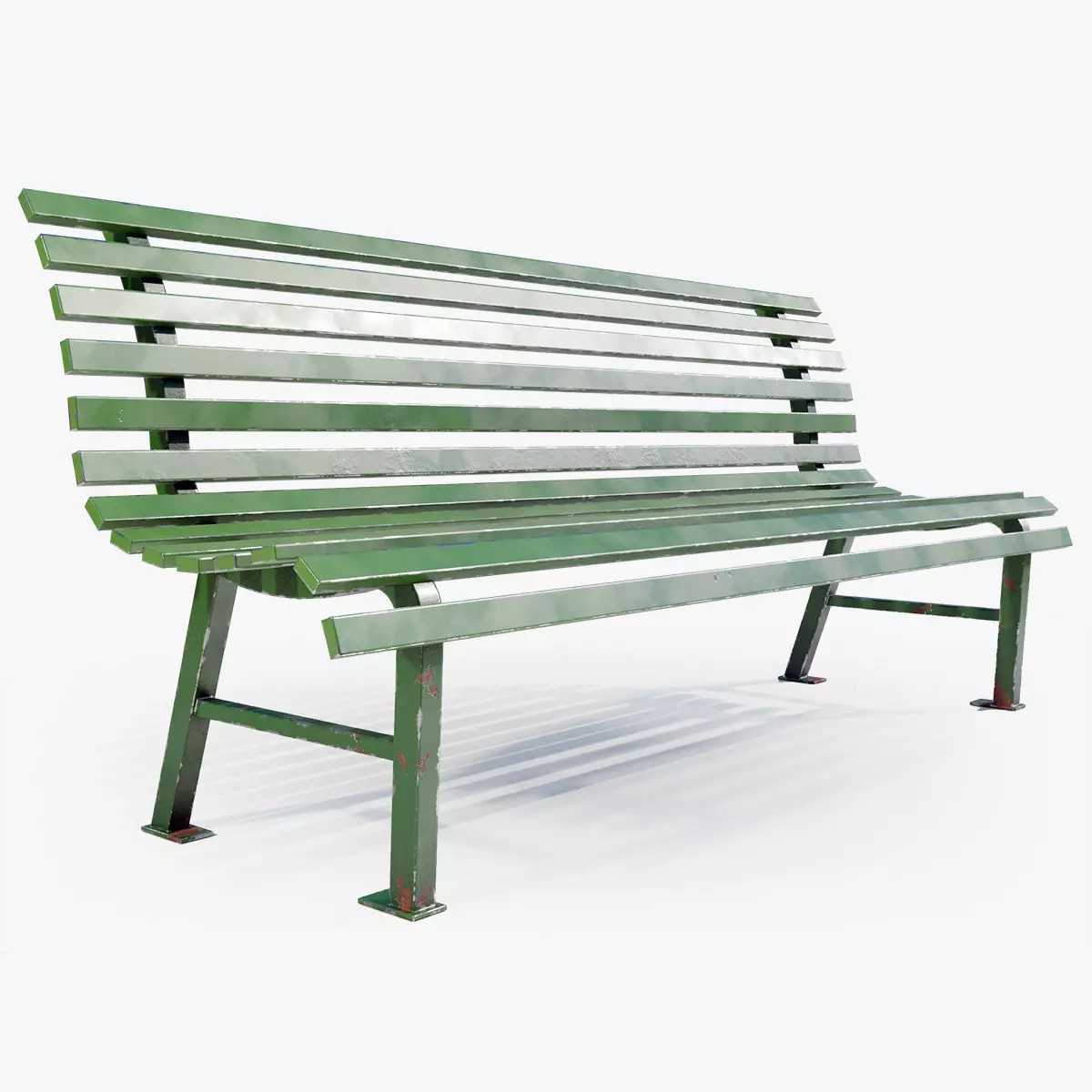 Aged Metal Bench - Low-Poly Game-Ready 3D Model - View 2