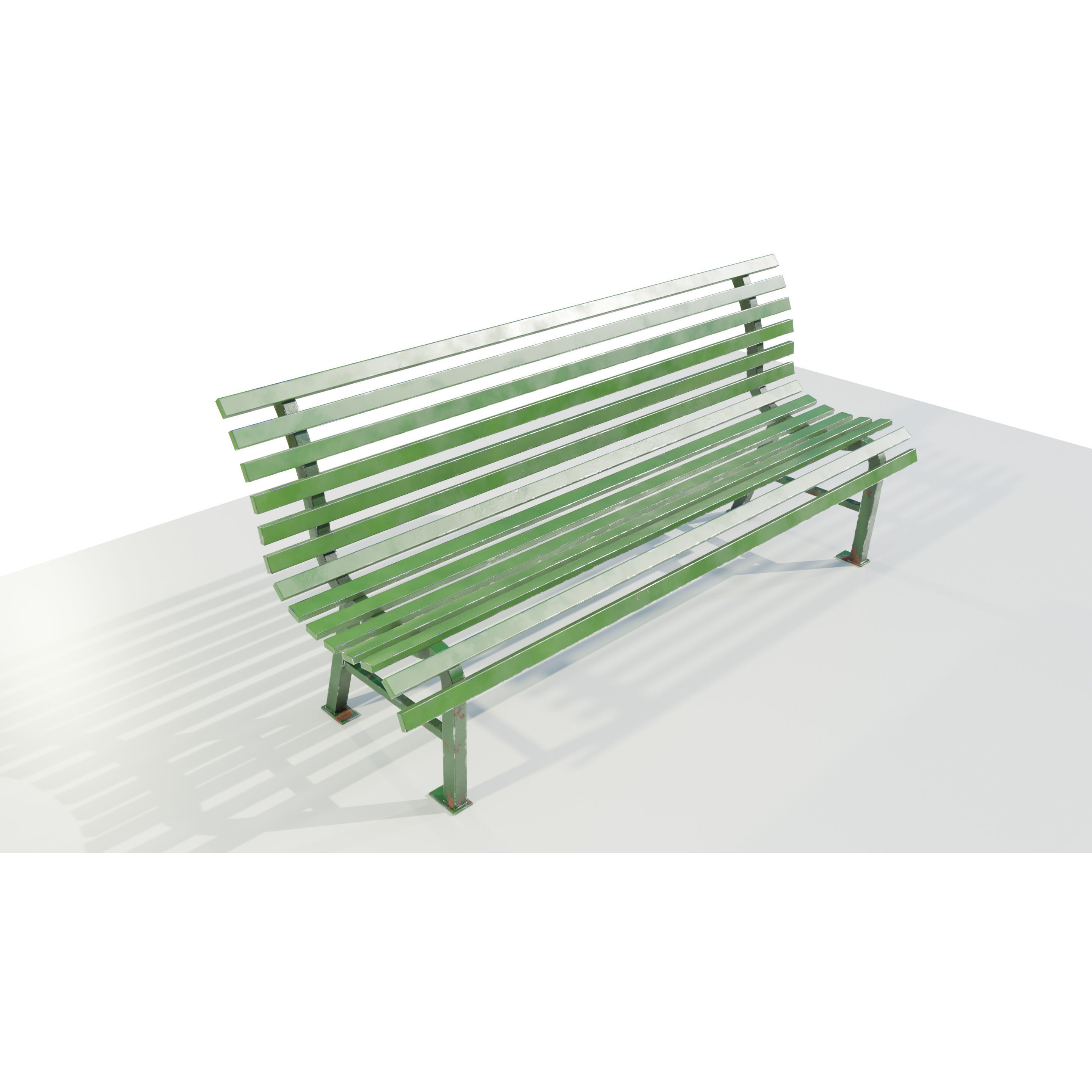 Aged Metal Bench - Low-Poly Game-Ready 3D Model - View 3