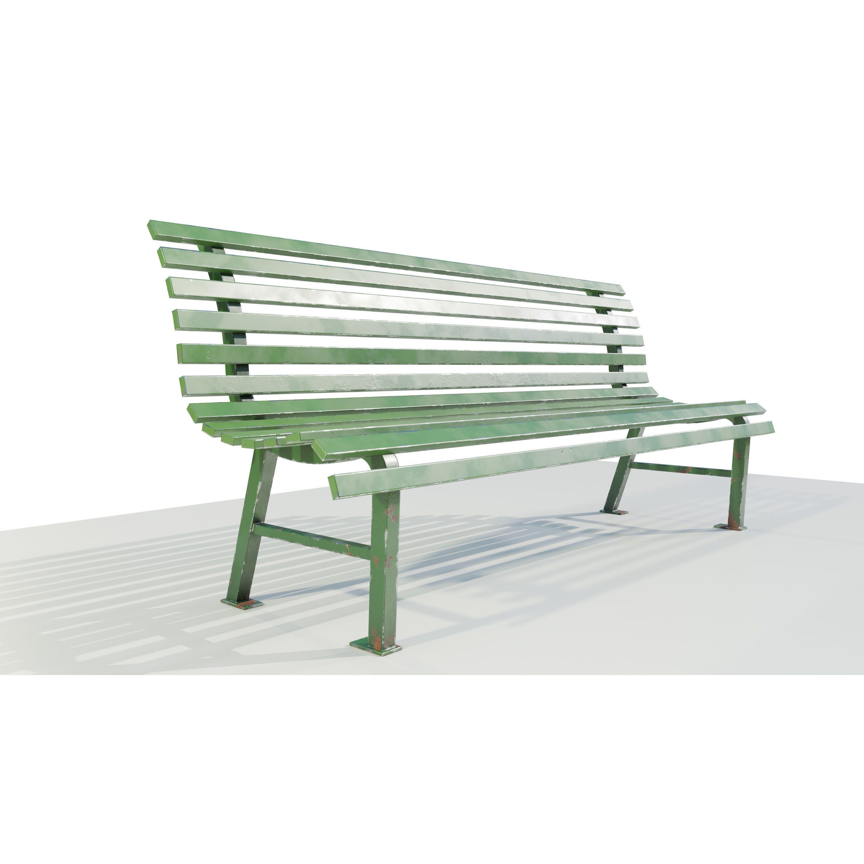 Aged Metal Bench - Low-Poly Game-Ready 3D Model - View 7