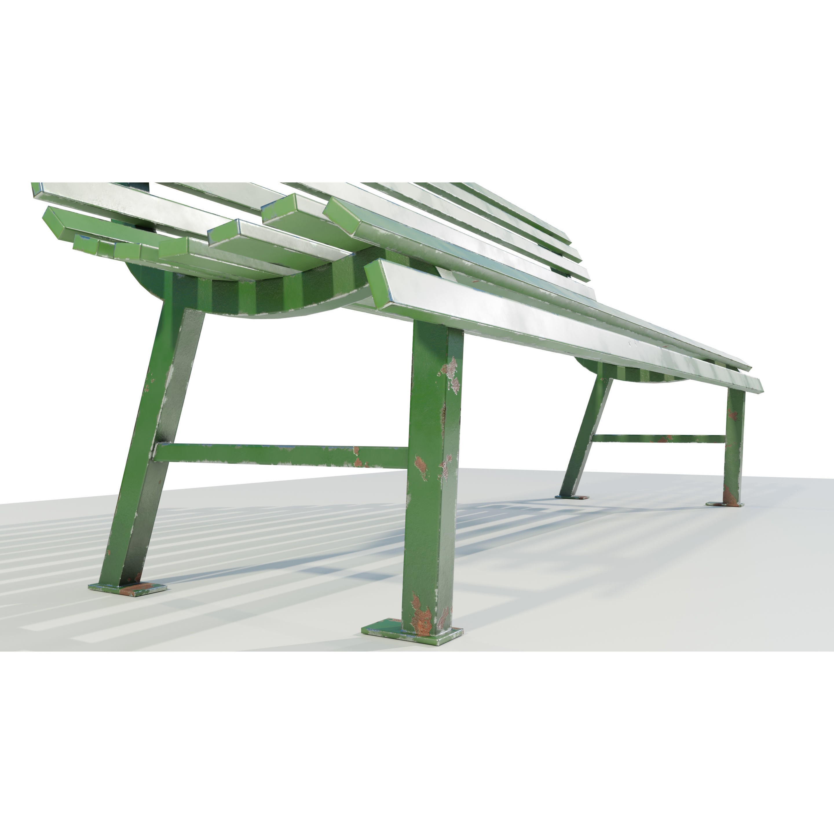 Aged Metal Bench - Low-Poly Game-Ready 3D Model - View 8