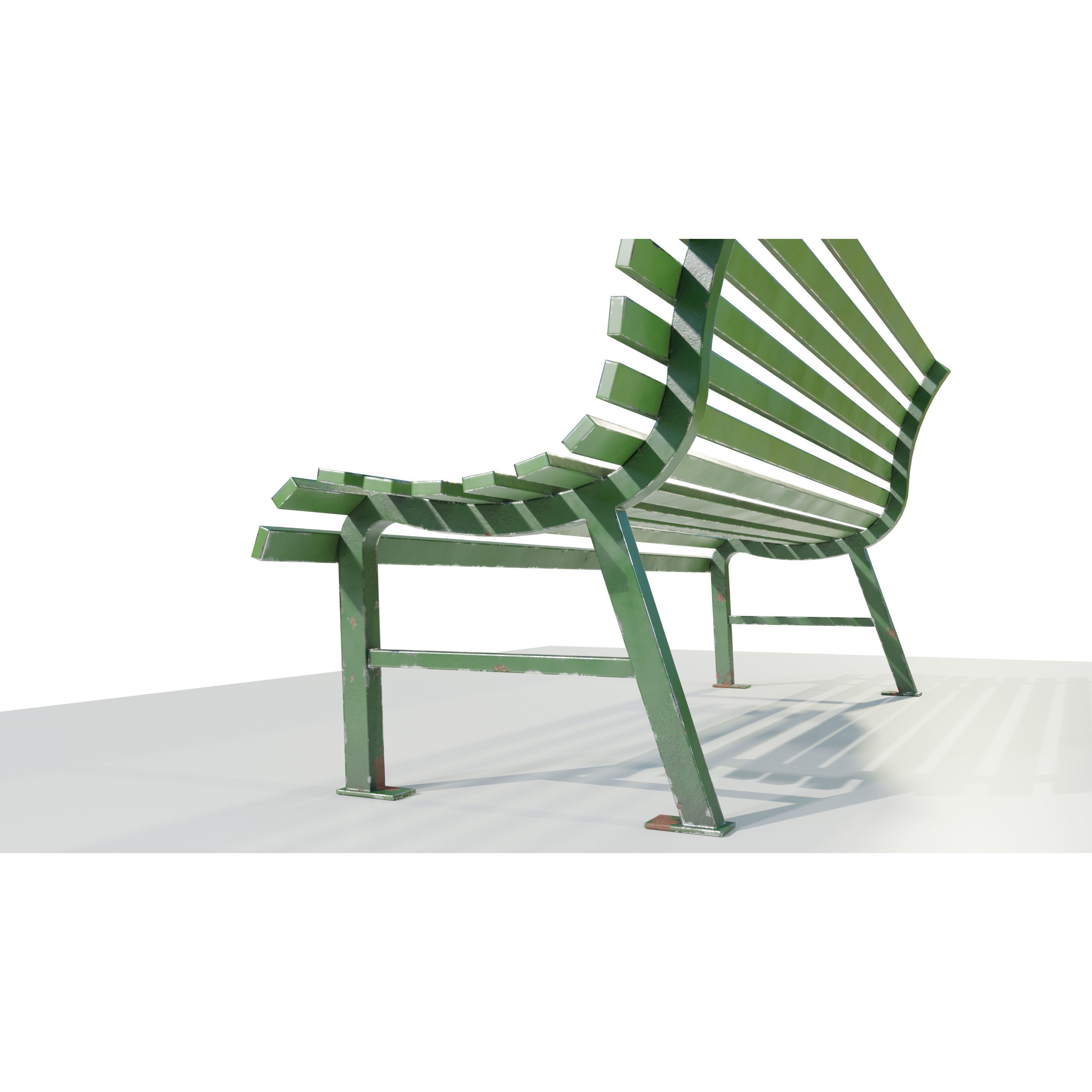 Aged Metal Bench - Low-Poly Game-Ready 3D Model - View 9