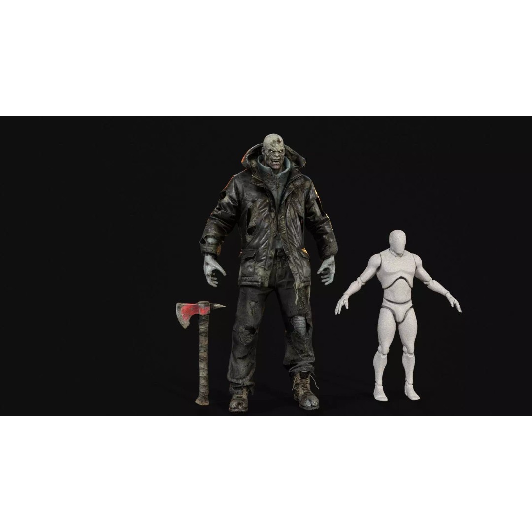 Zombie Juggernaut 3D Model – Low Poly Rigged Character for Games - View 12