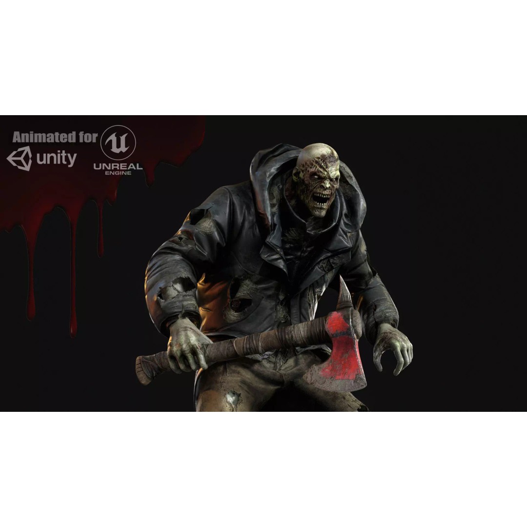 Zombie Juggernaut 3D Model – Low Poly Rigged Character for Games - View 2