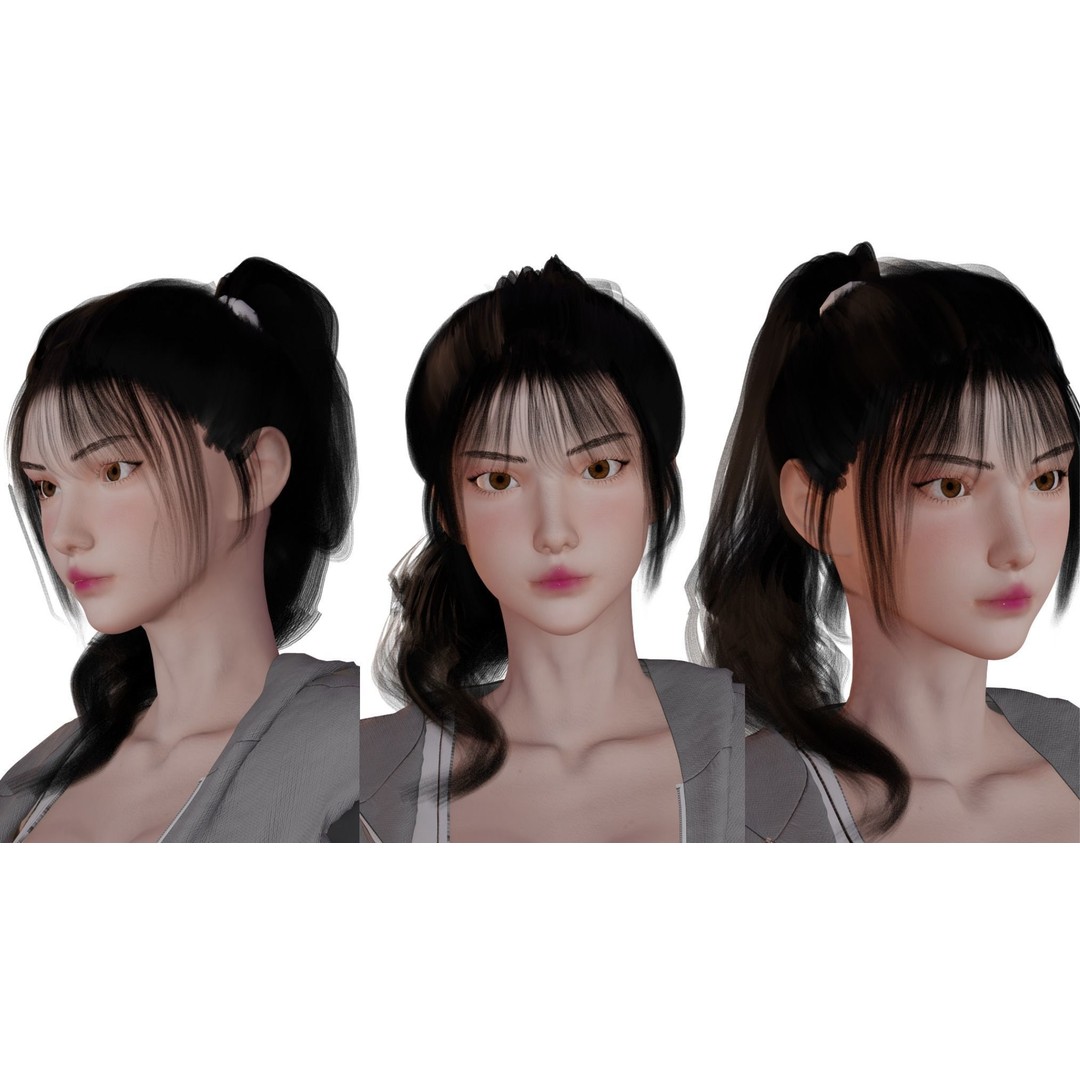 Realistic Girl Character 3D Model – Low Poly Game Ready, Rigged, FBX - View 11