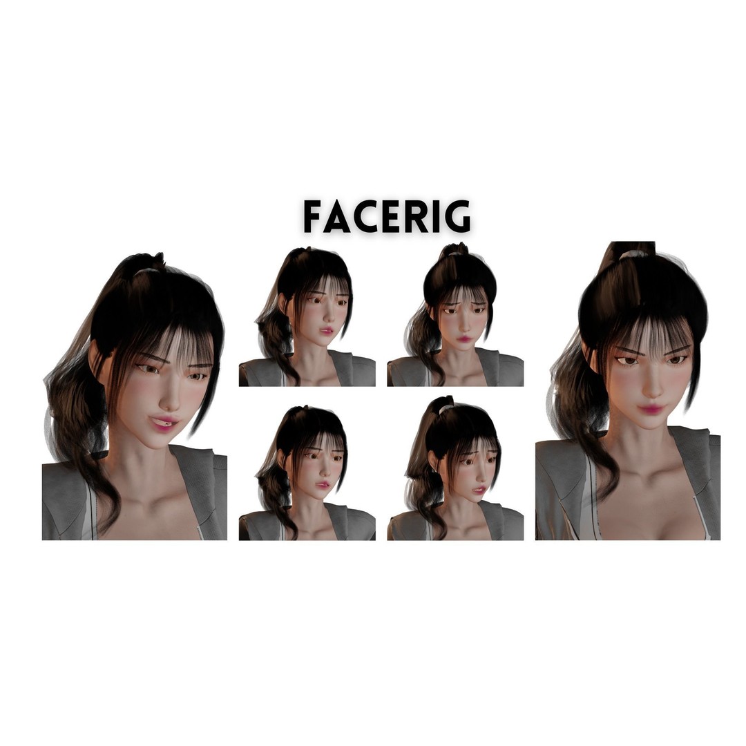 Realistic Girl Character 3D Model – Low Poly Game Ready, Rigged, FBX - View 7