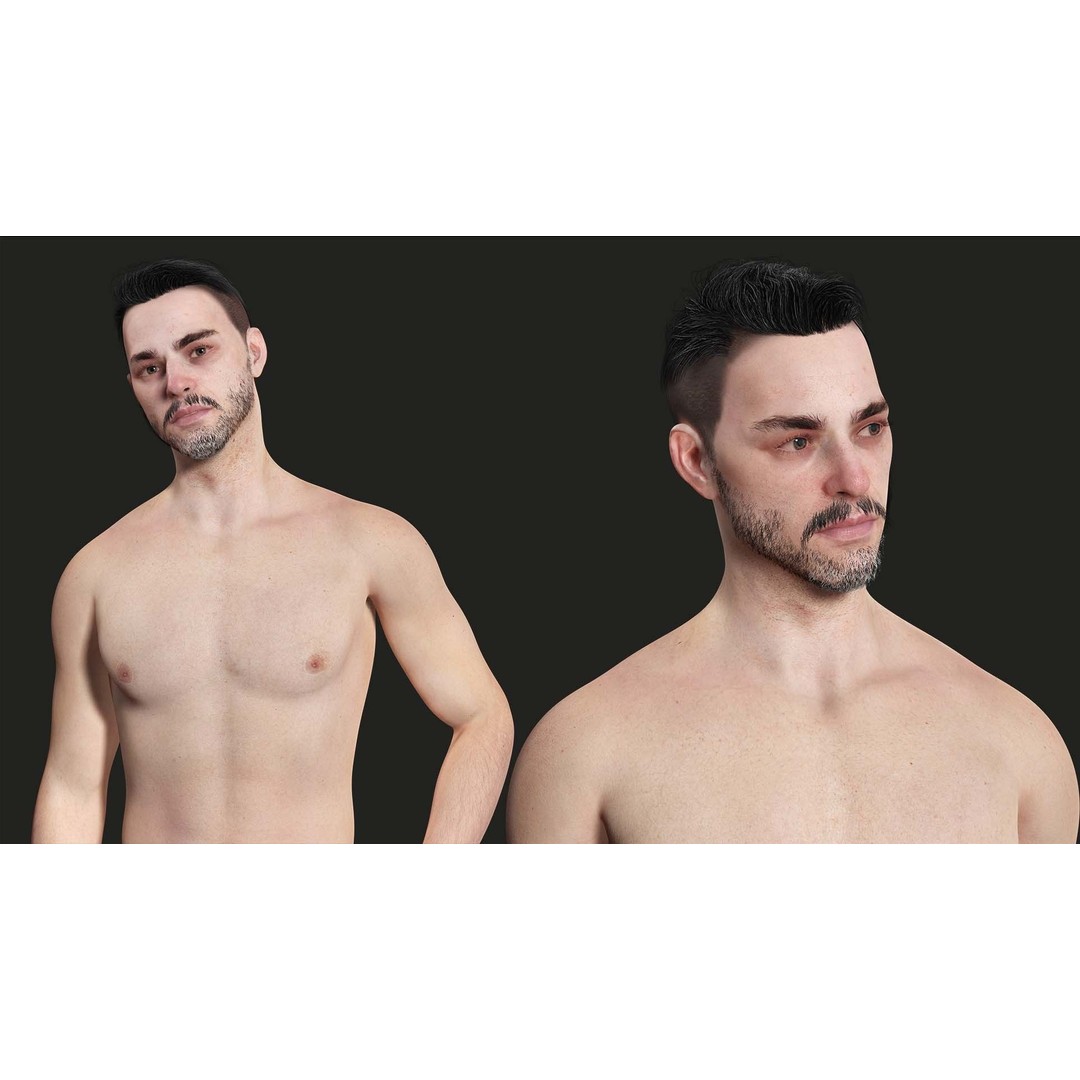 Realistic Man Base Mesh 3D Model – Low Poly Game-Ready Character, FBX - View 11