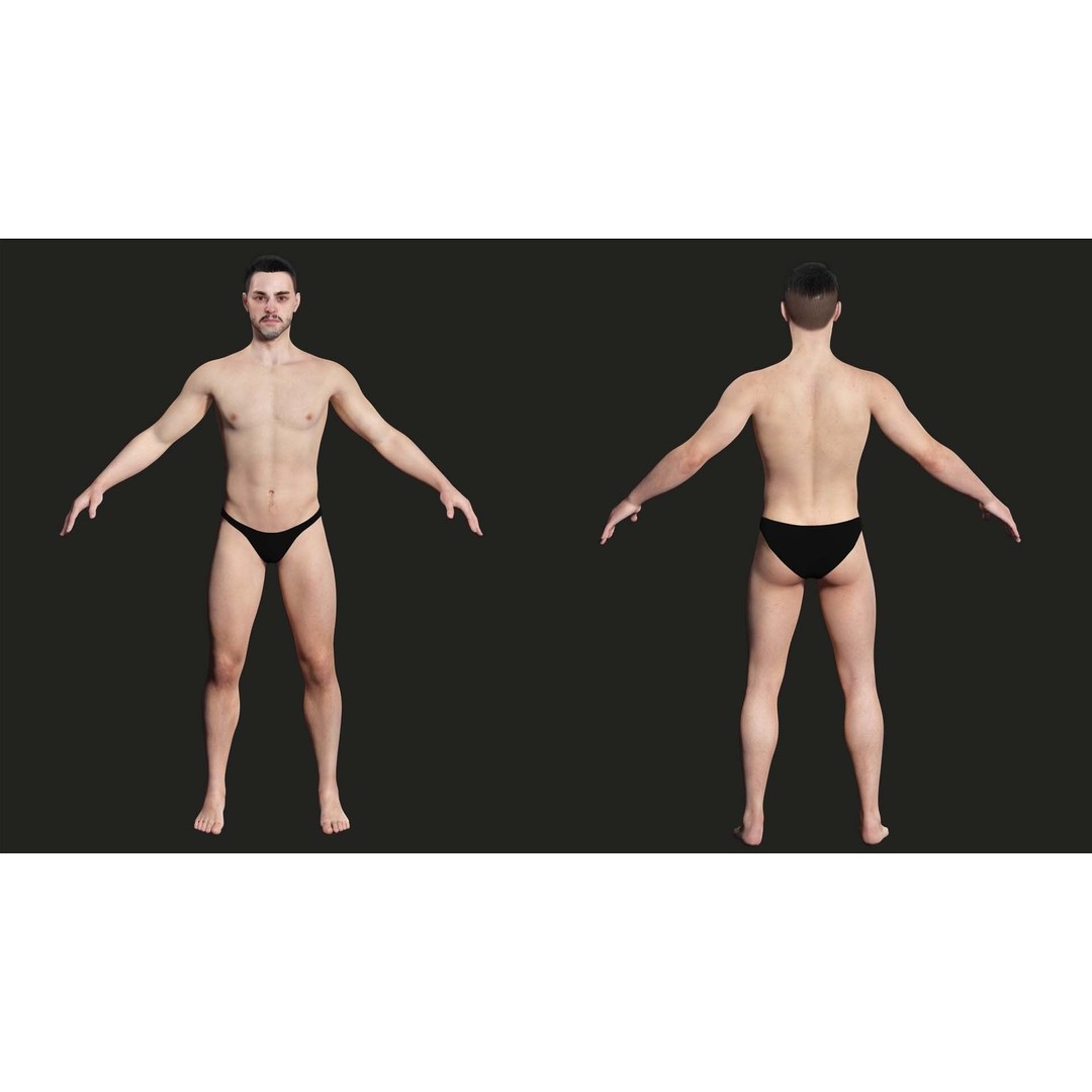 Realistic Man Base Mesh 3D Model – Low Poly Game-Ready Character, FBX - View 5
