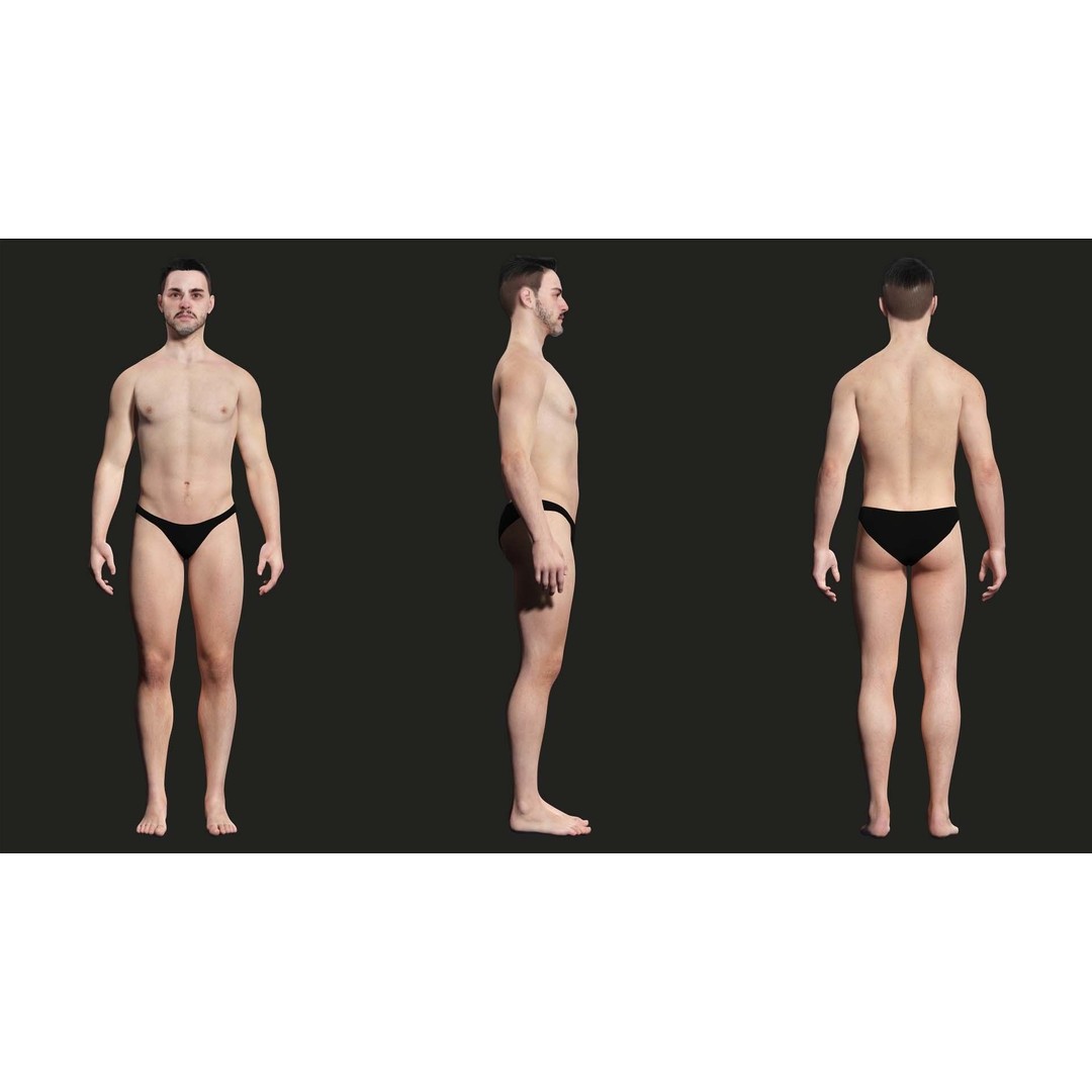 Realistic Man Base Mesh 3D Model – Low Poly Game-Ready Character, FBX - View 6