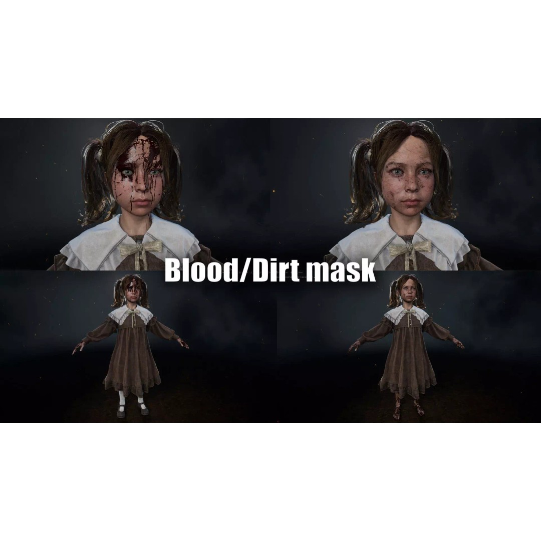 Little Girl 3D Model – Low Poly Character with Rigging and PBR Textures - View 10