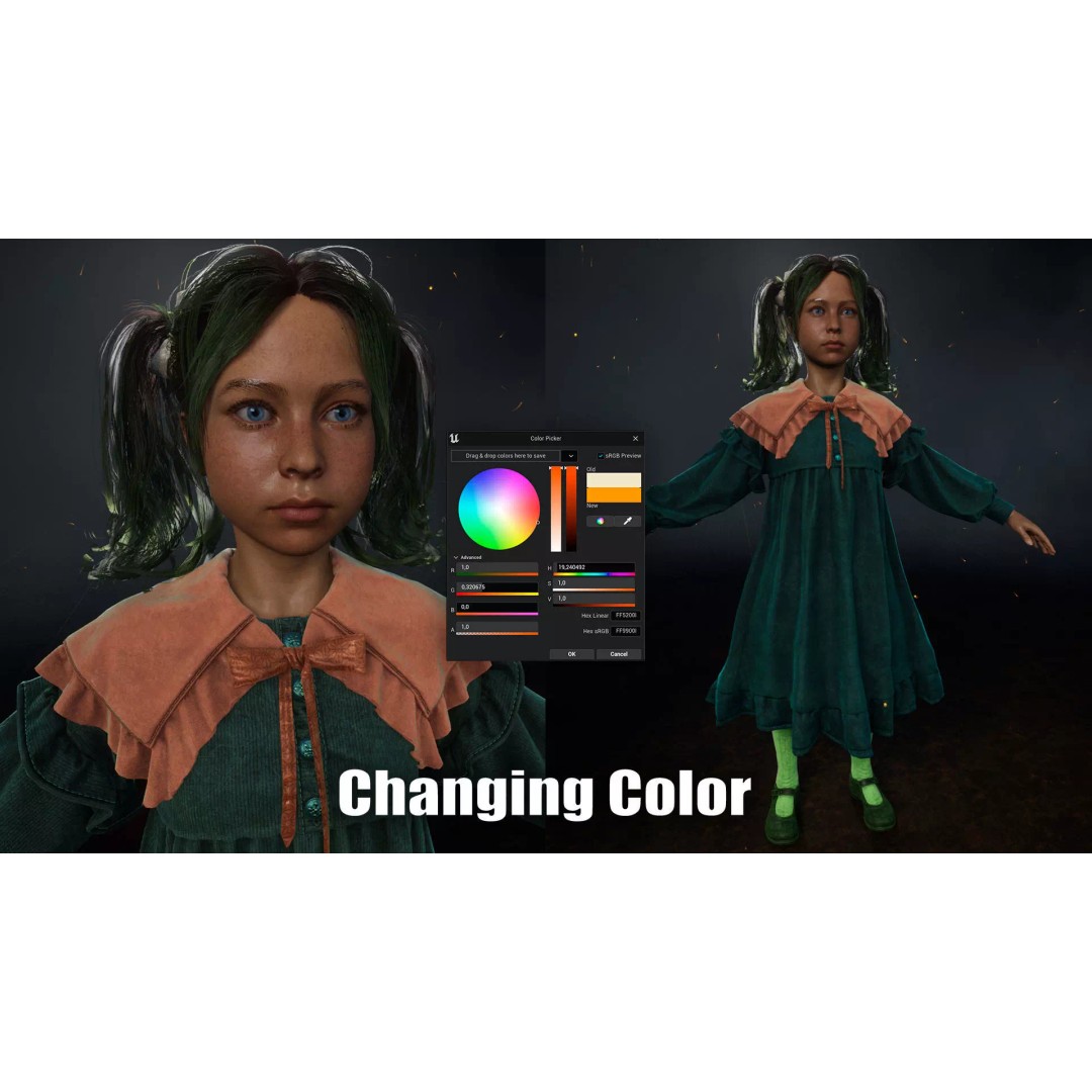 Little Girl 3D Model – Low Poly Character with Rigging and PBR Textures - View 11