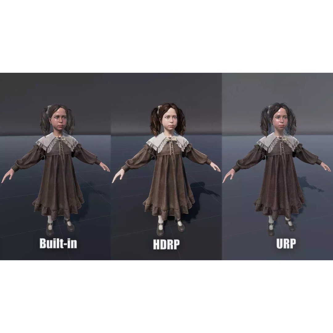 Little Girl 3D Model – Low Poly Character with Rigging and PBR Textures - View 18