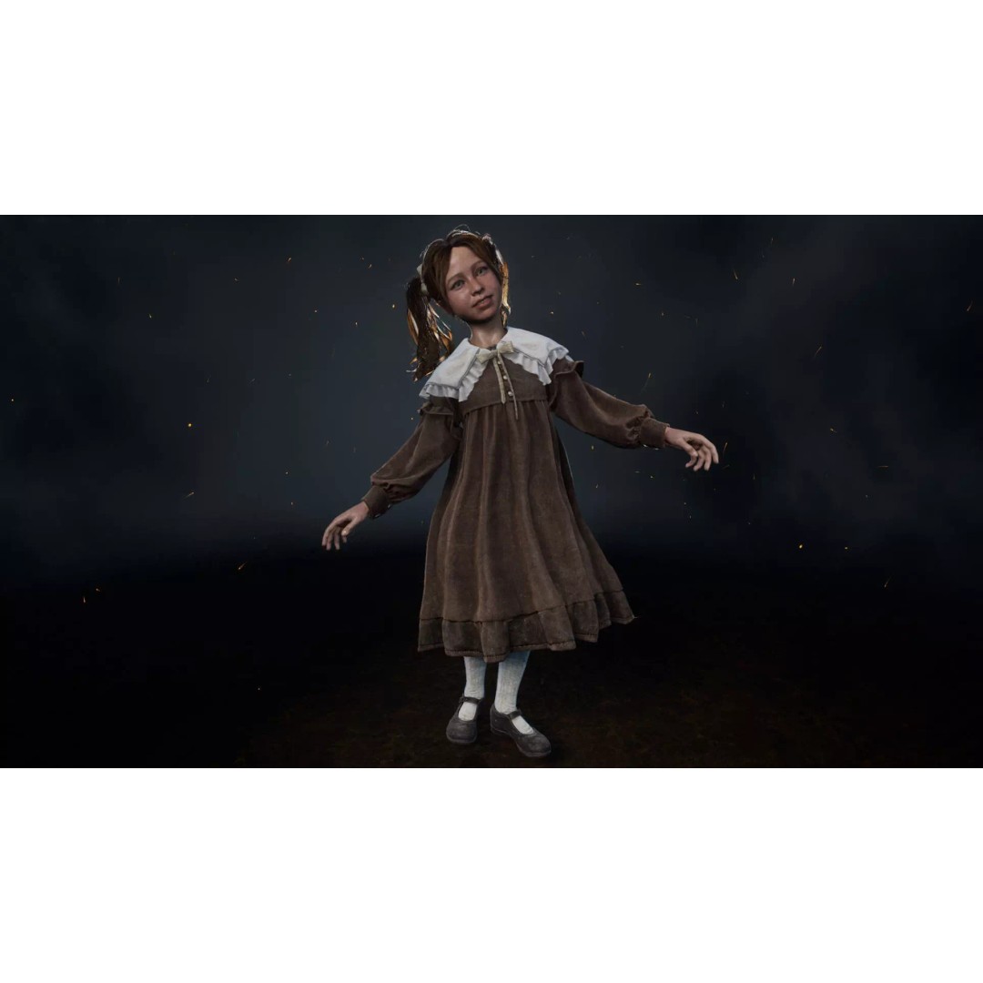 Little Girl 3D Model – Low Poly Character with Rigging and PBR Textures - View 3