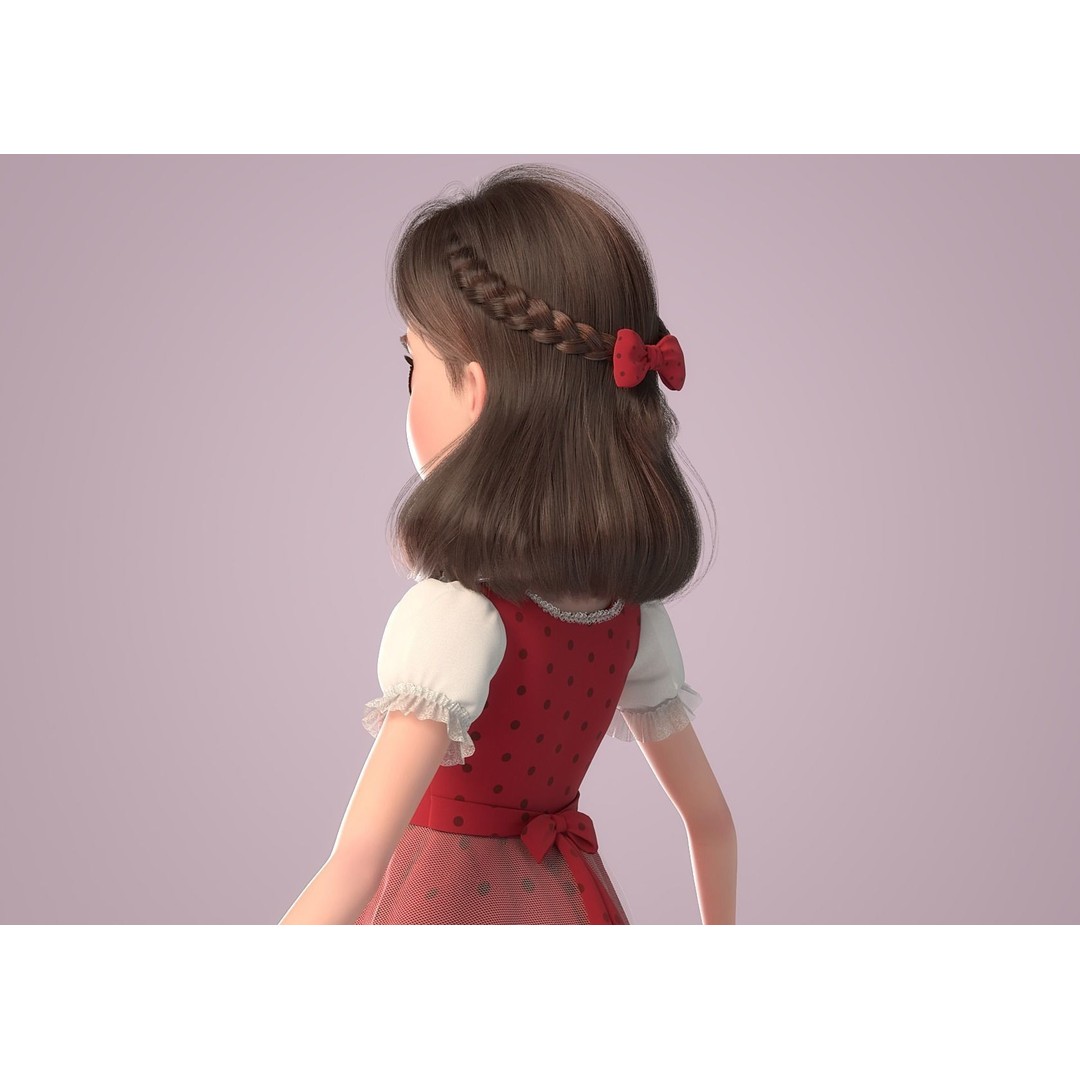 Cartoon Girl 3D Model – Rigged Character with PBR Textures, FBX - View 12