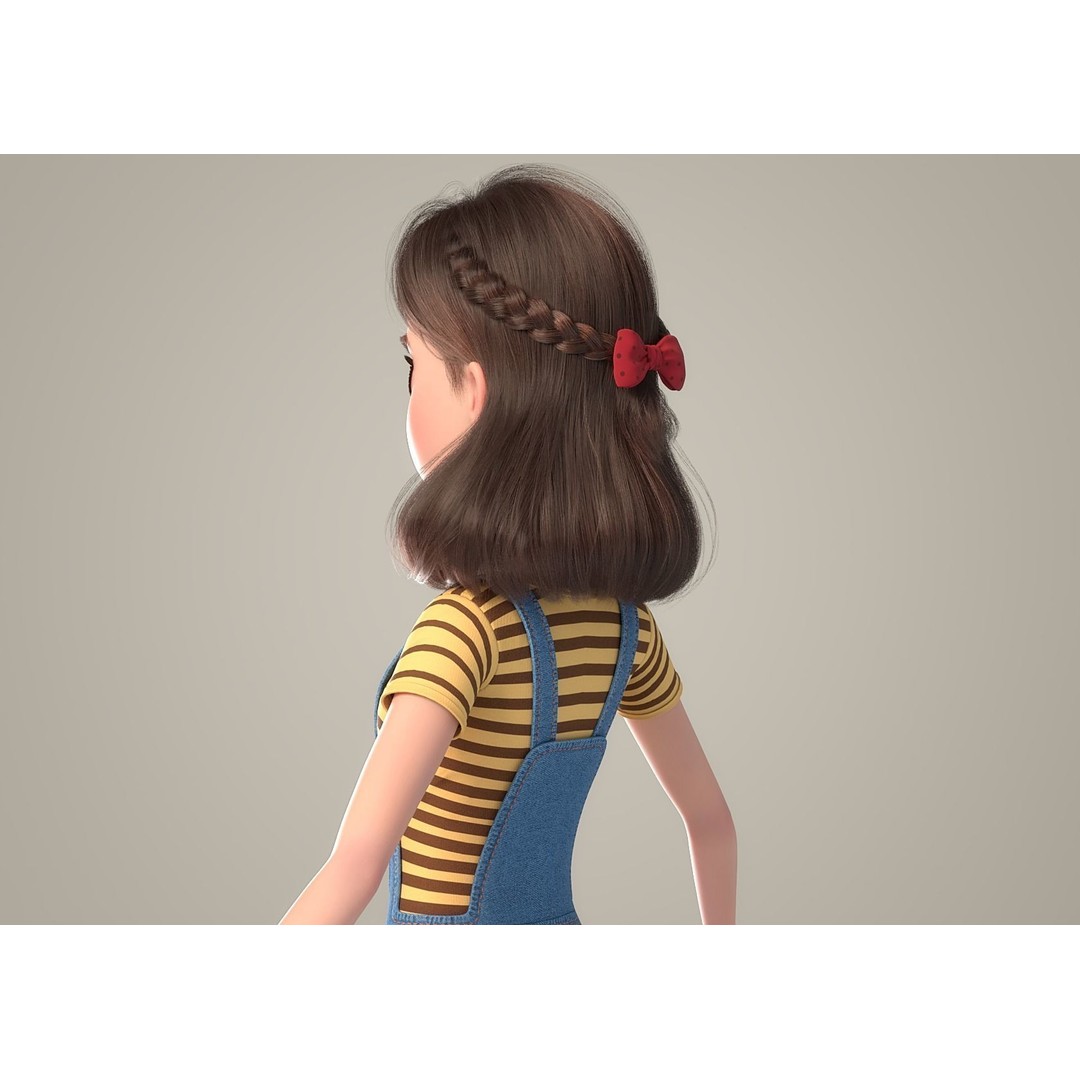 Cartoon Girl 3D Model – Rigged Character with PBR Textures, FBX - View 14