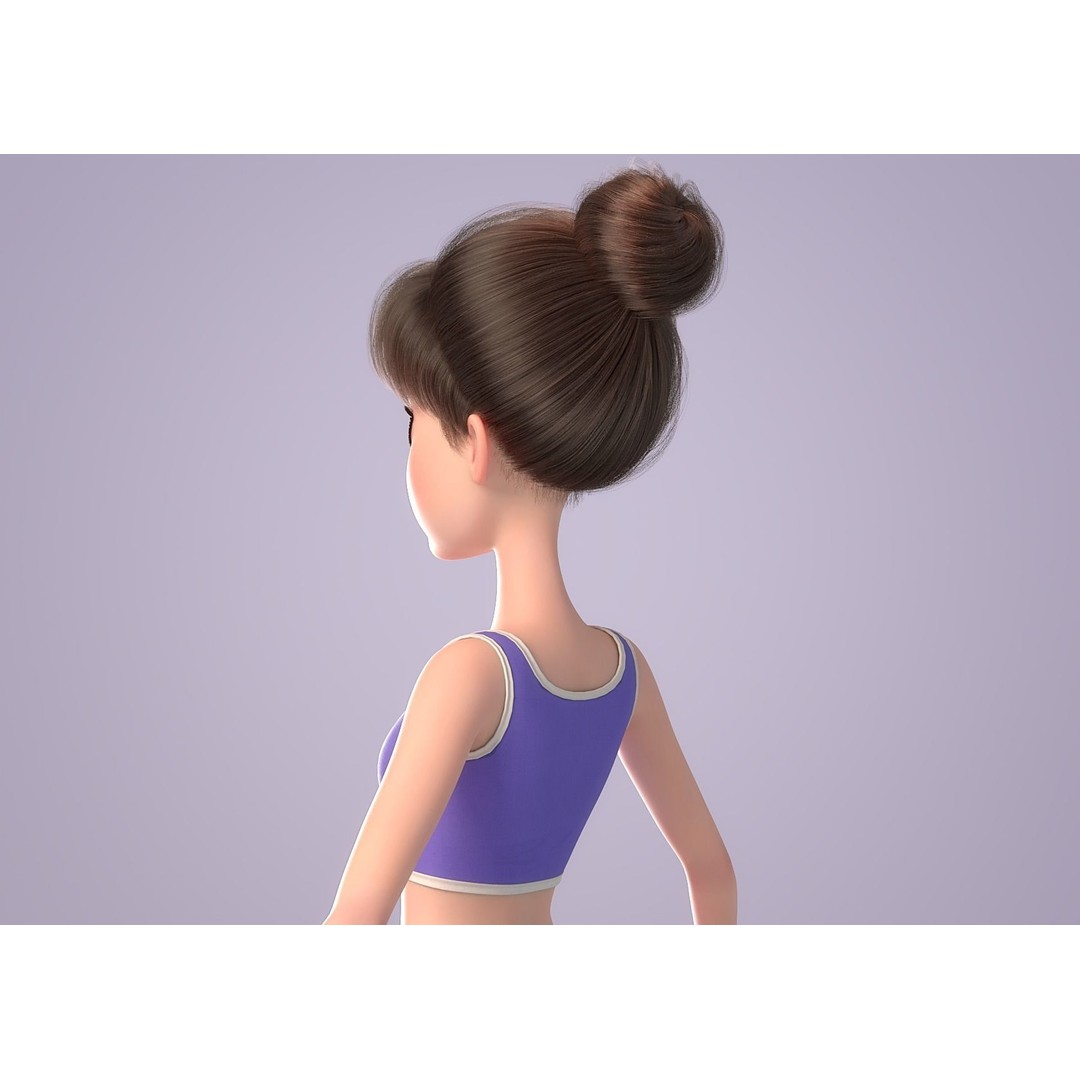 Cartoon Girl 3D Model – Rigged Character with PBR Textures, FBX - View 17