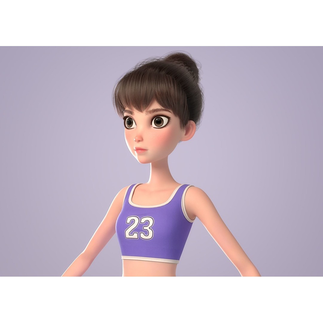 Cartoon Girl 3D Model – Rigged Character with PBR Textures, FBX - View 18