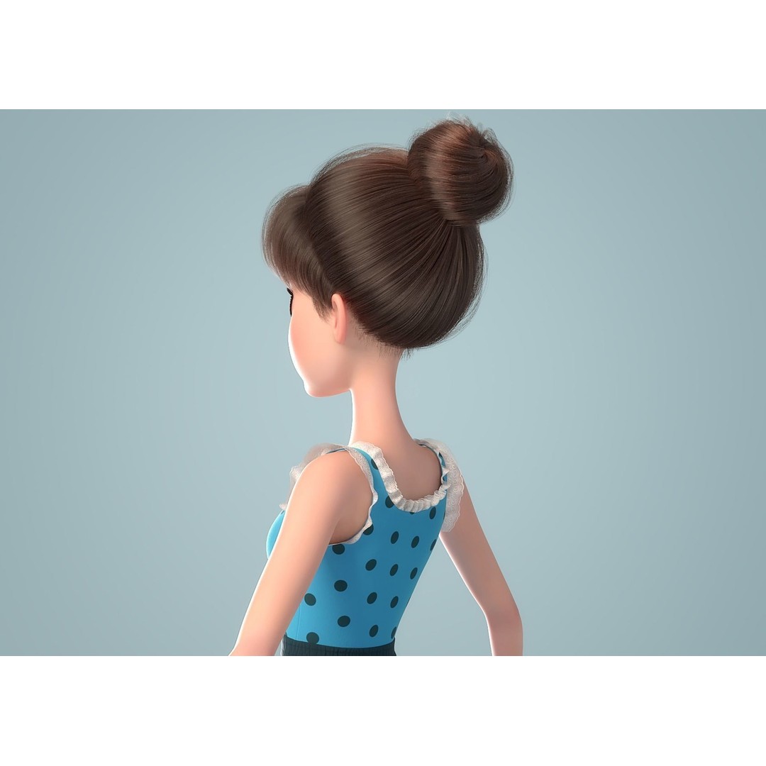 Cartoon Girl 3D Model – Rigged Character with PBR Textures, FBX - View 21