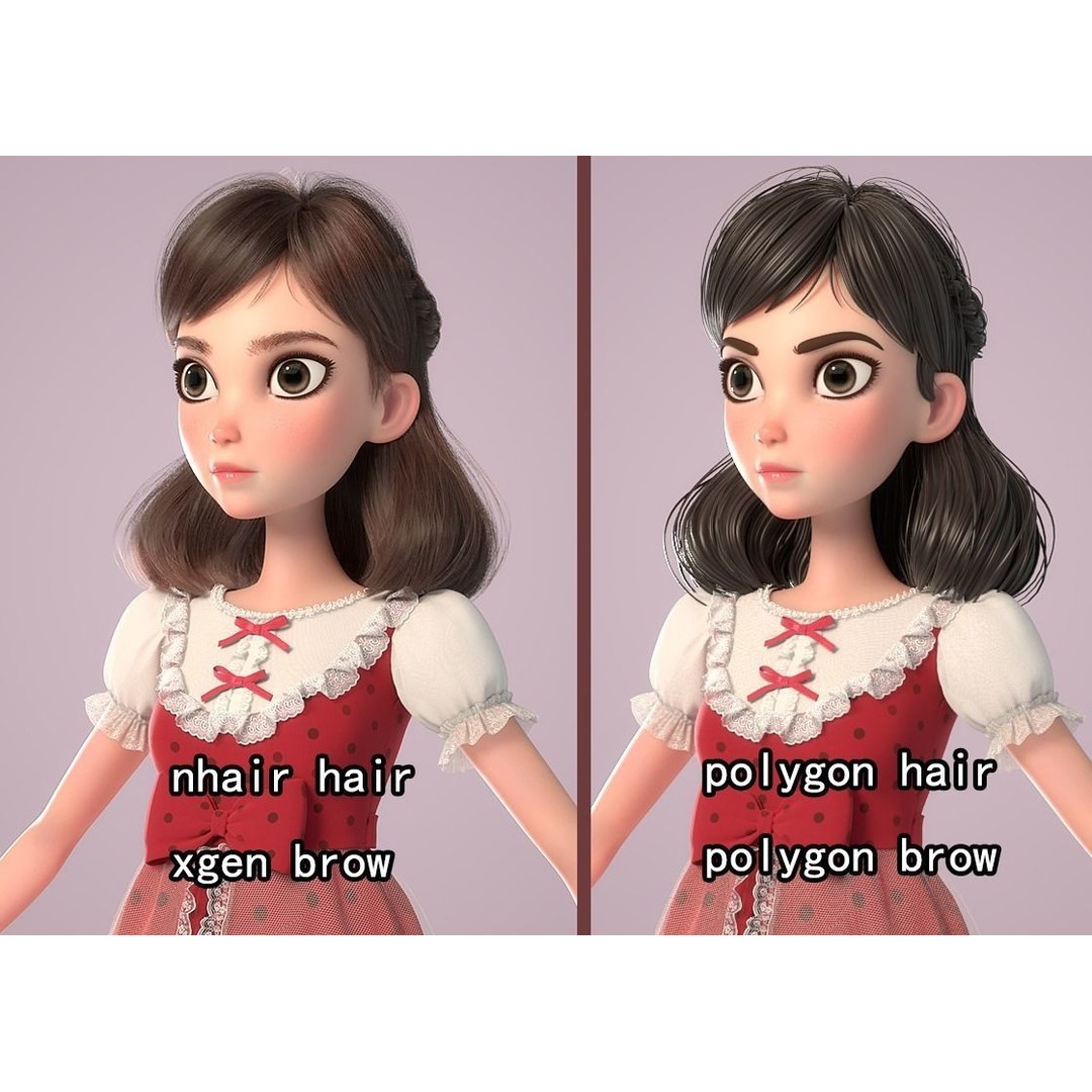 Cartoon Girl 3D Model – Rigged Character with PBR Textures, FBX - View 23